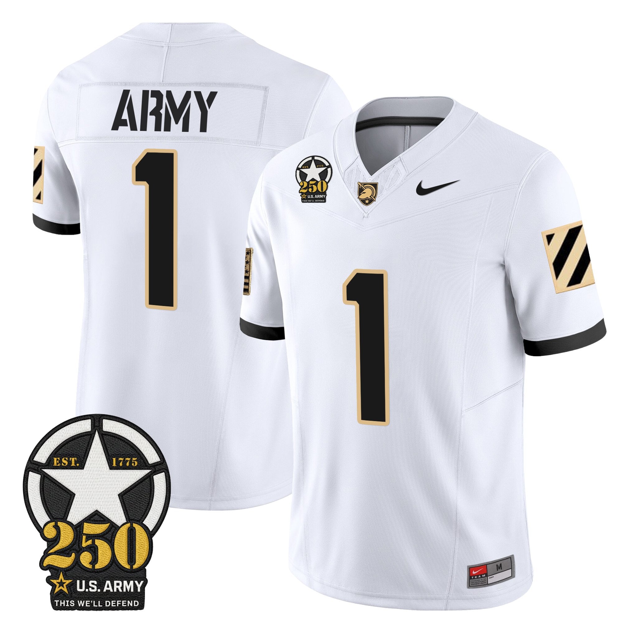 Army Black Knights 250th Anniversary Patch Vapor Limited Jersey - All Stitched