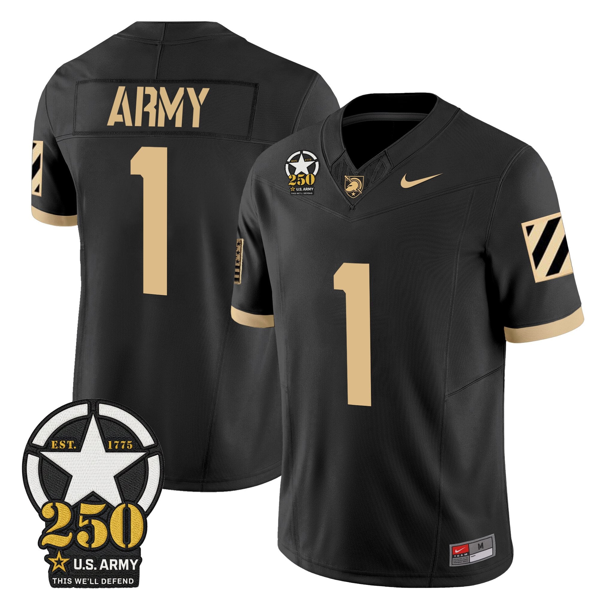 Army Black Knights 250th Anniversary Patch Vapor Limited Jersey - All Stitched