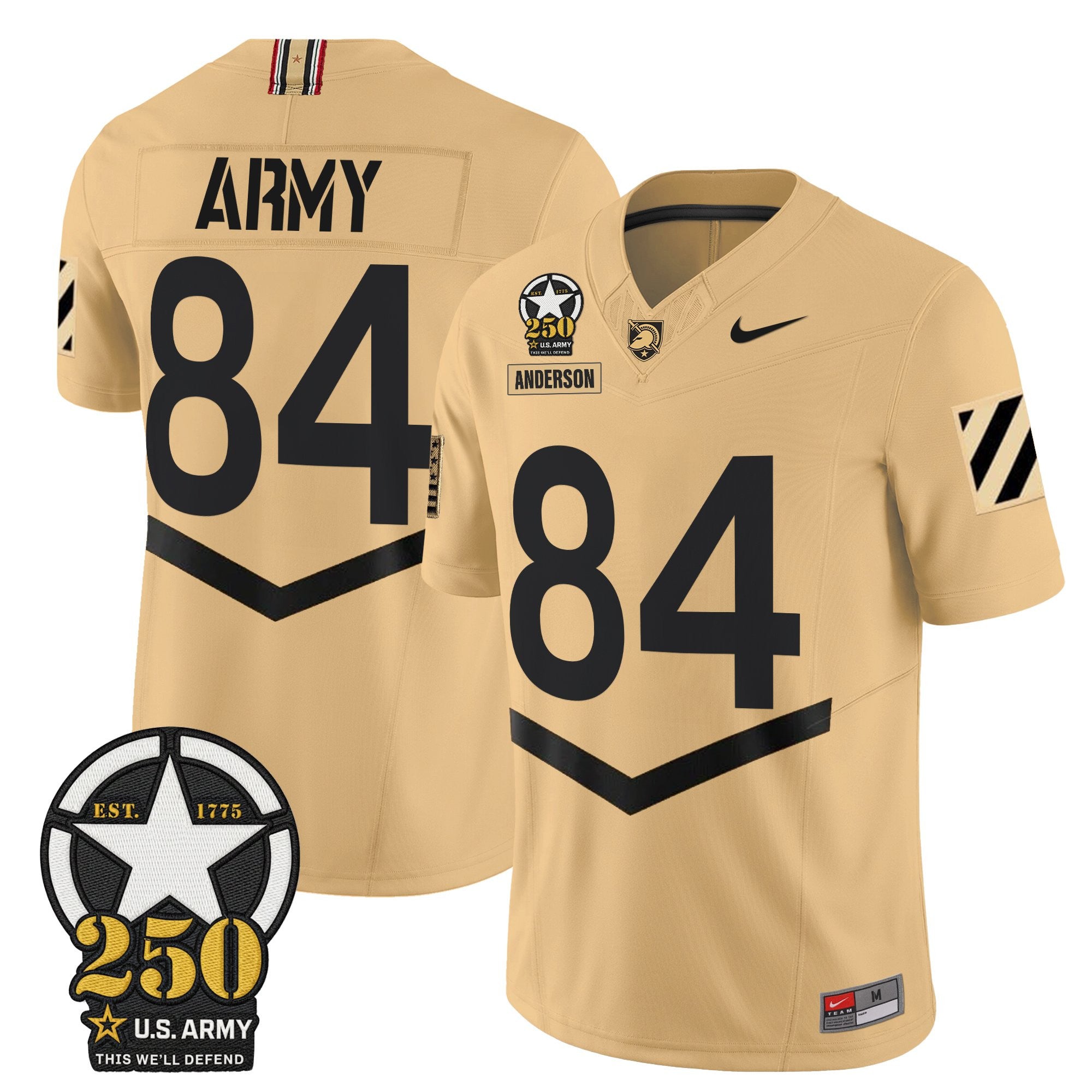 Army Black Knights 250th Anniversary Patch Vapor Limited Jersey - All Stitched