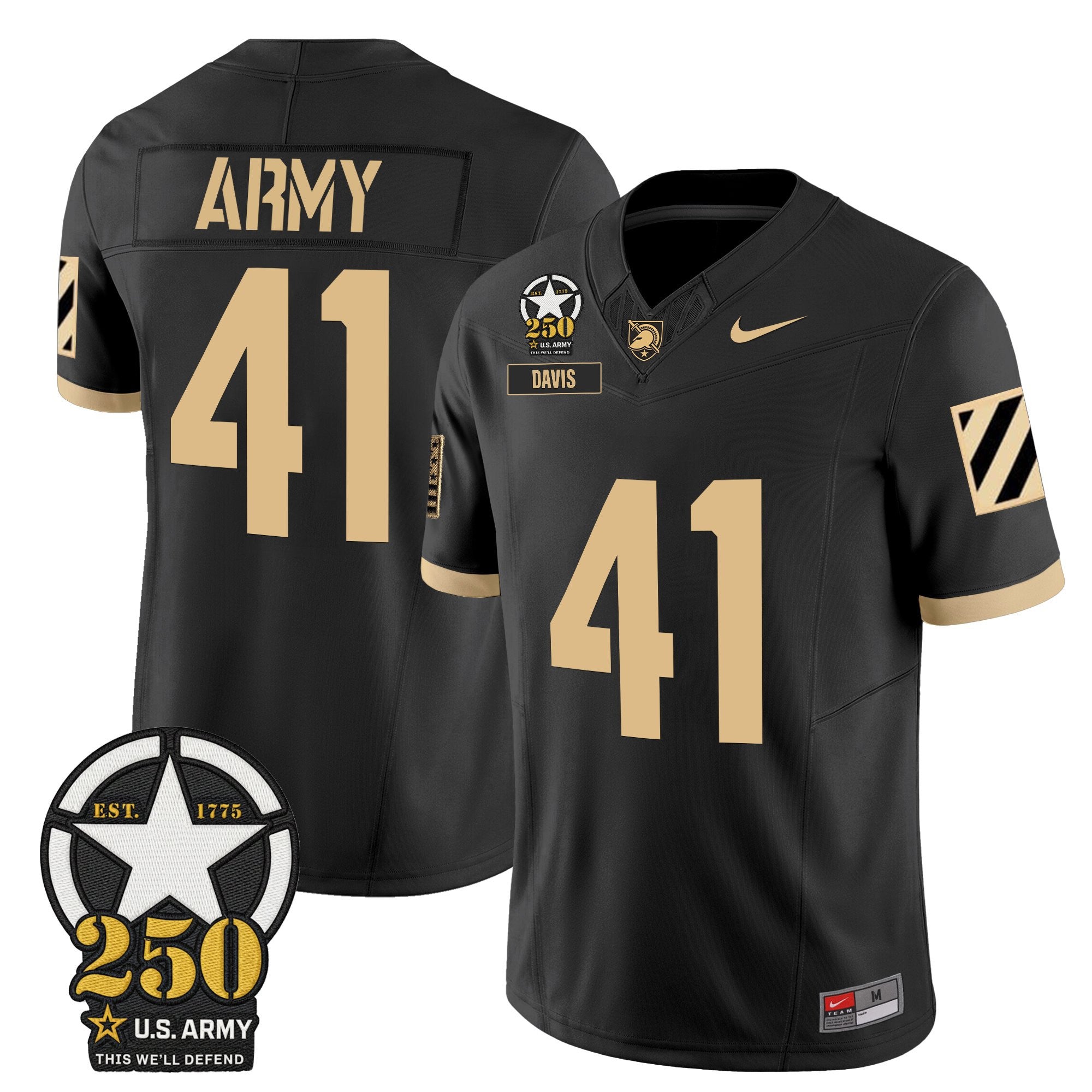 Army Black Knights 250th Anniversary Patch Vapor Limited Jersey - All Stitched