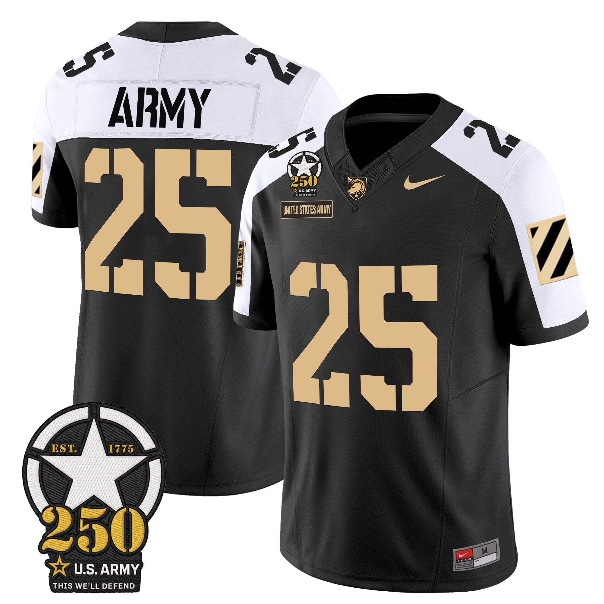 Army Black Knights 250th Anniversary Patch Vapor Limited Jersey - All Stitched