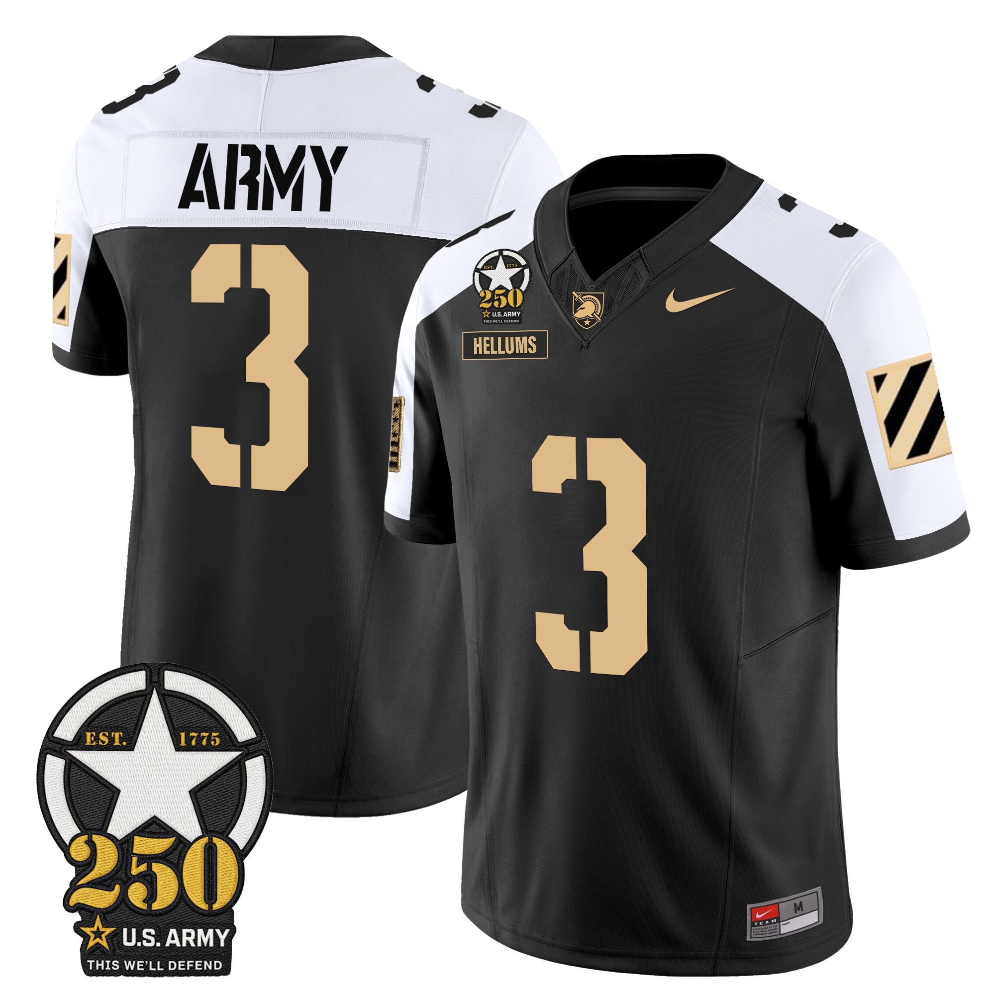 Army Black Knights 250th Anniversary Patch Vapor Limited Jersey - All Stitched