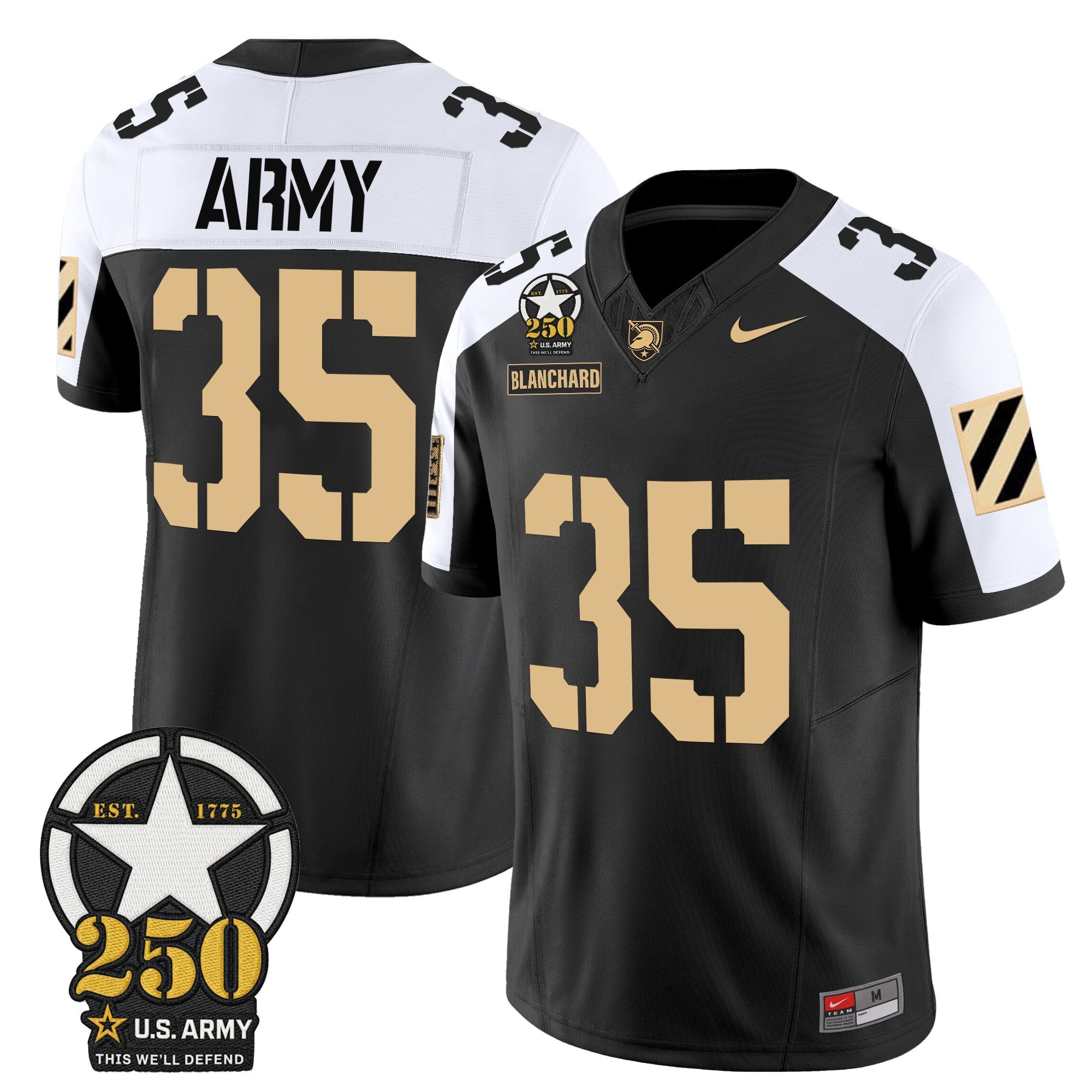 Army Black Knights 250th Anniversary Patch Vapor Limited Jersey - All Stitched