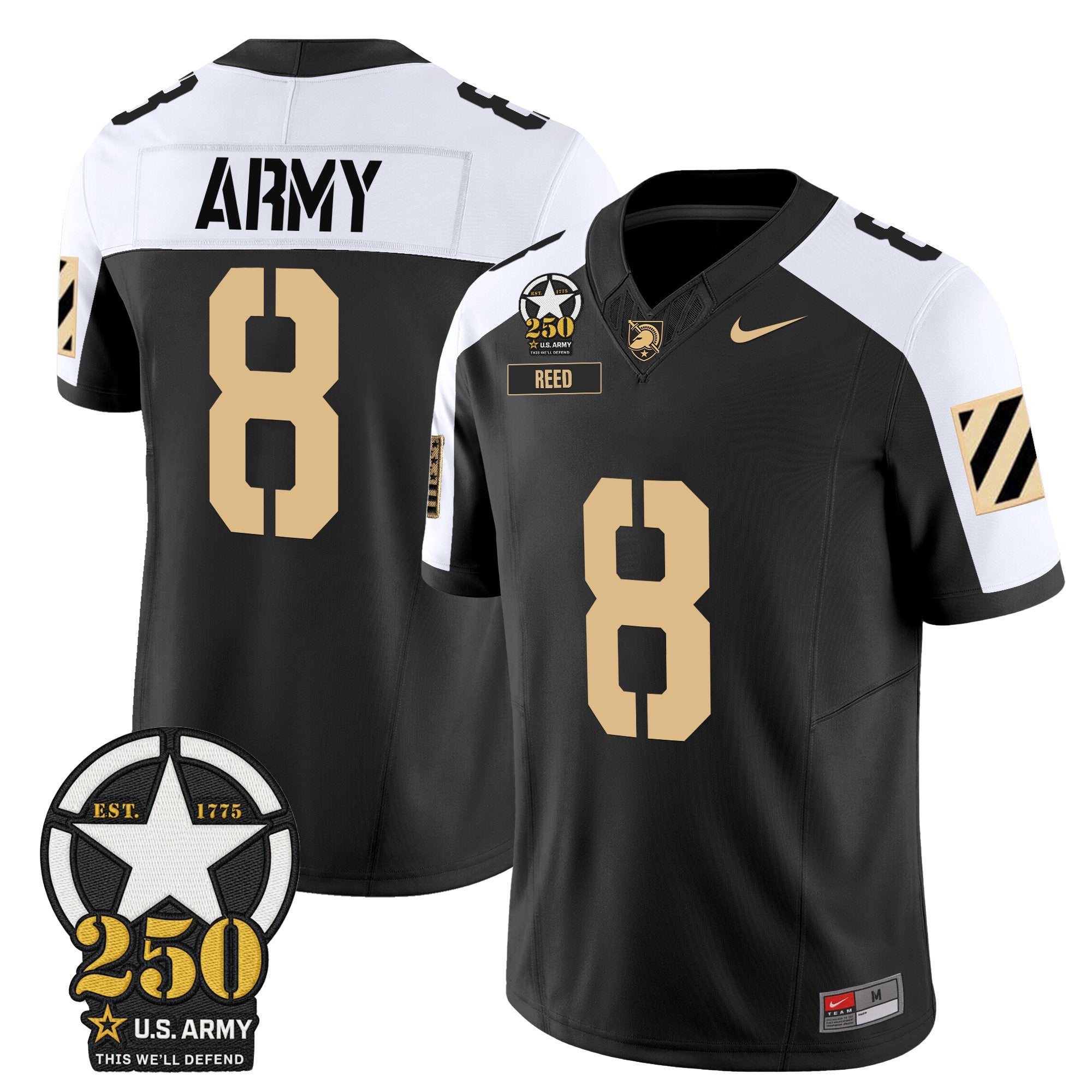 Army Black Knights 250th Anniversary Patch Vapor Limited Jersey - All Stitched