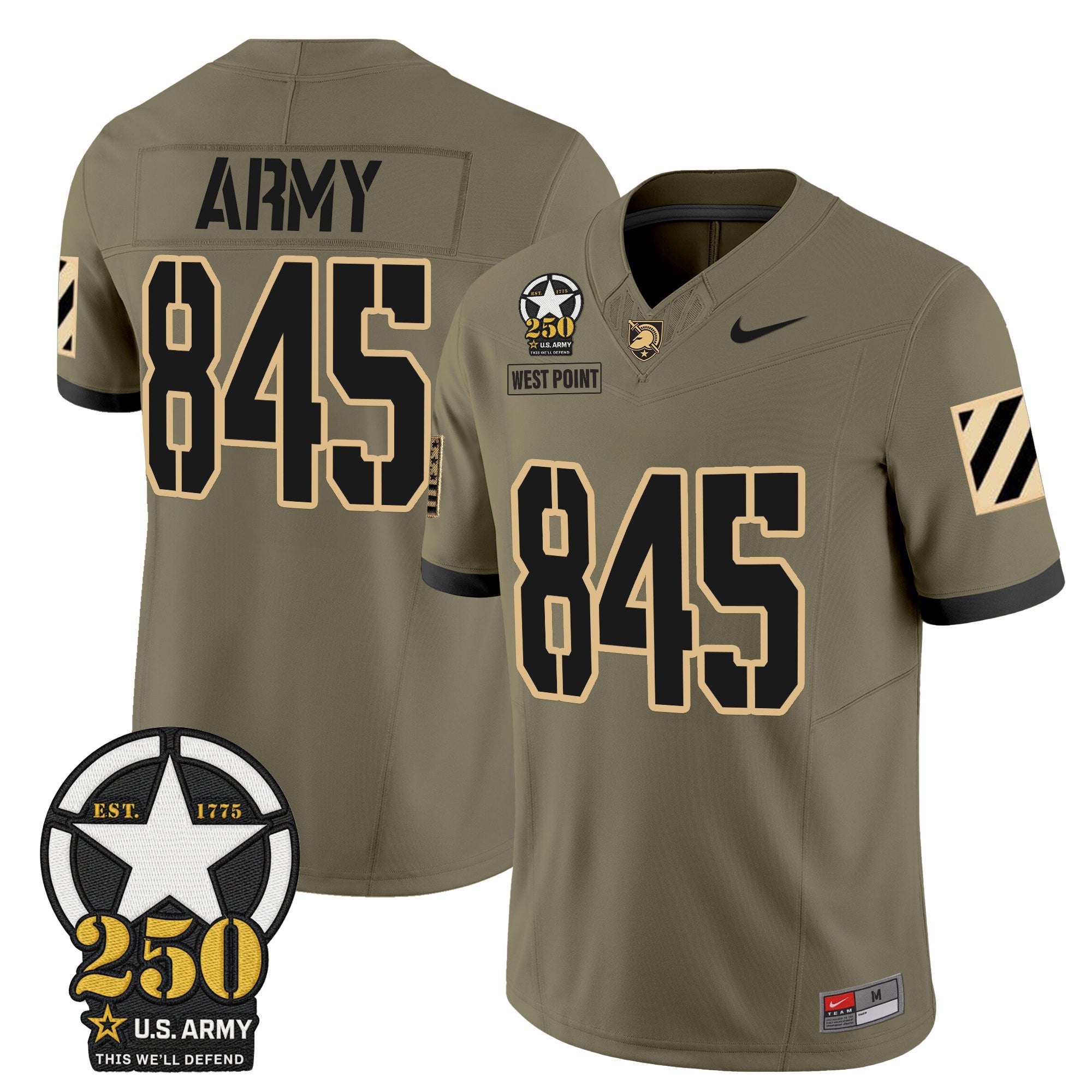 Army Black Knights 250th Anniversary Patch Vapor Limited Jersey - All Stitched