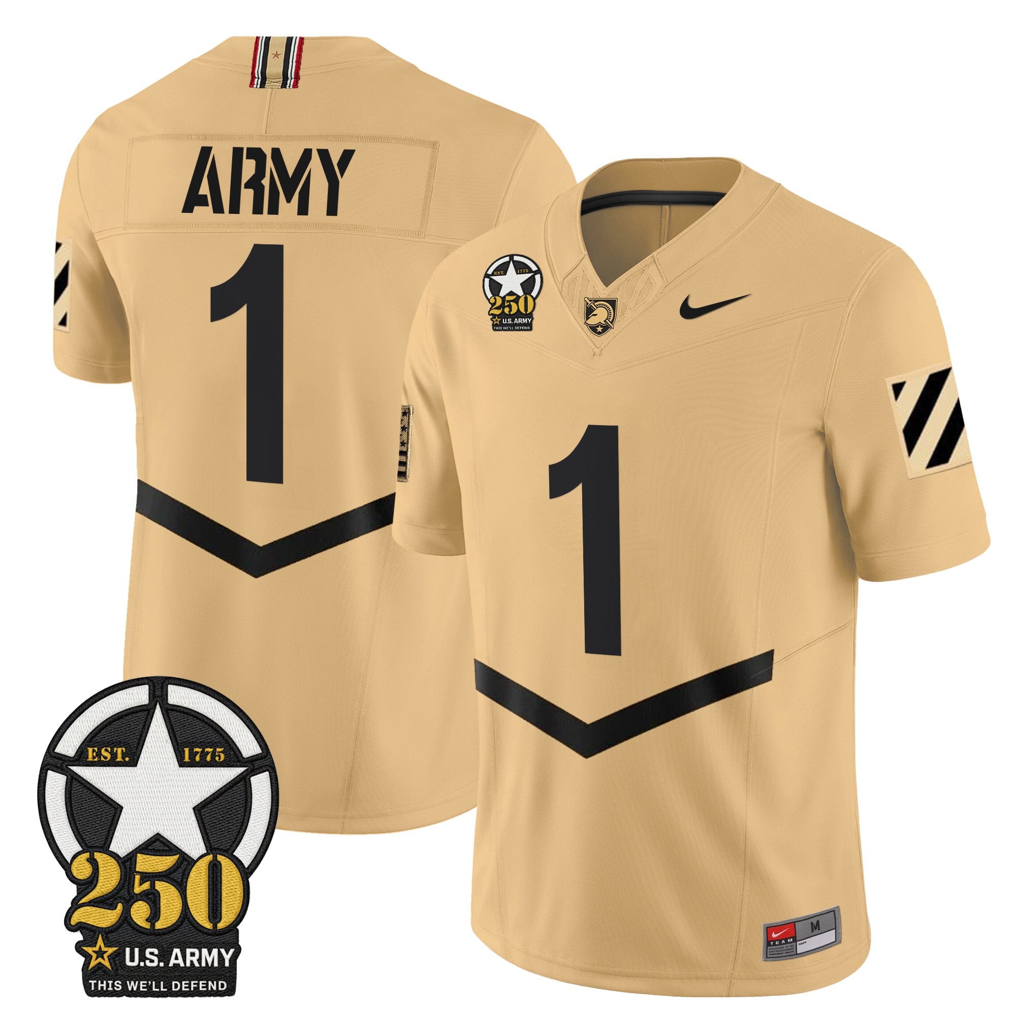 Army Black Knights 250th Anniversary Patch Vapor Limited Jersey - All Stitched