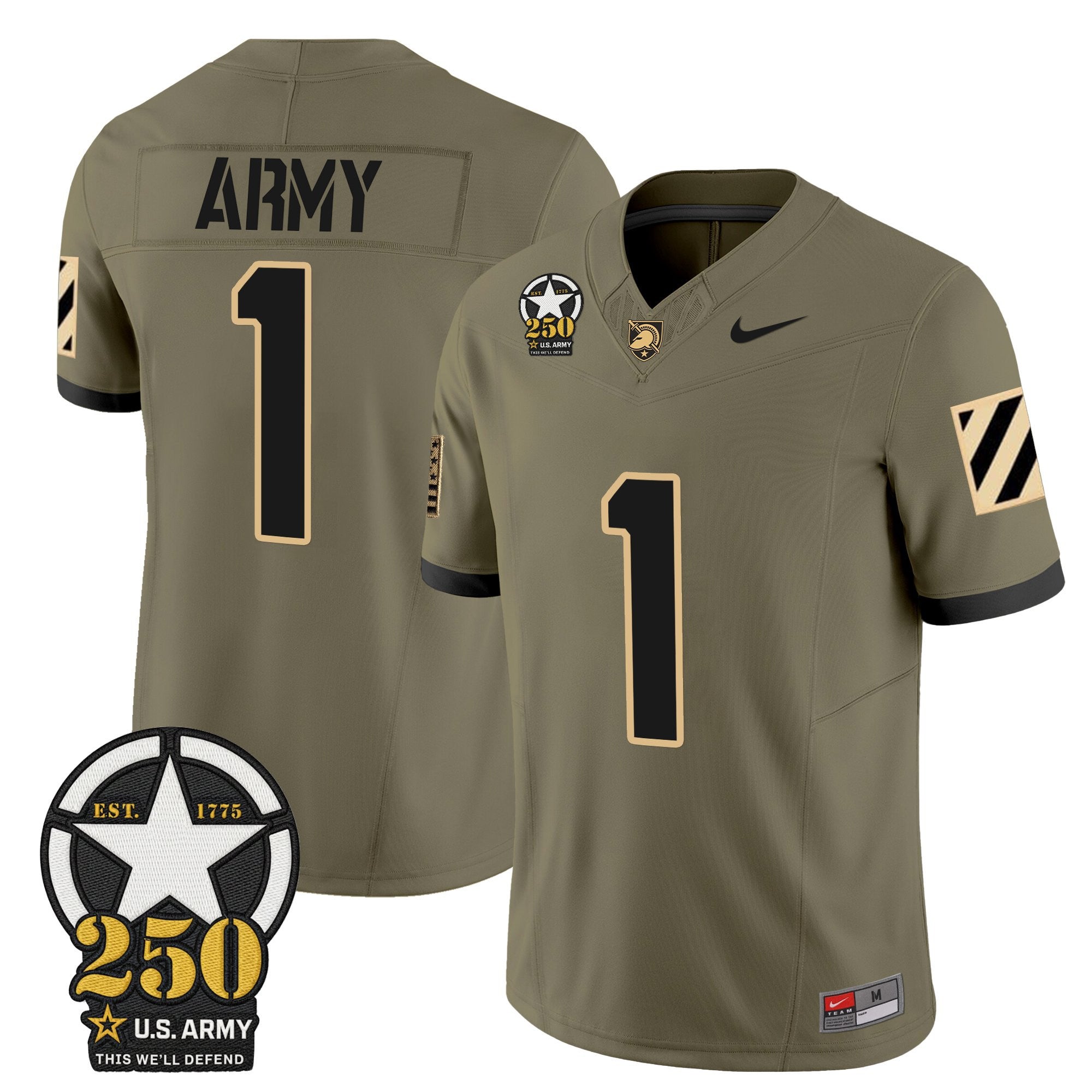 Army Black Knights 250th Anniversary Patch Vapor Limited Jersey - All Stitched