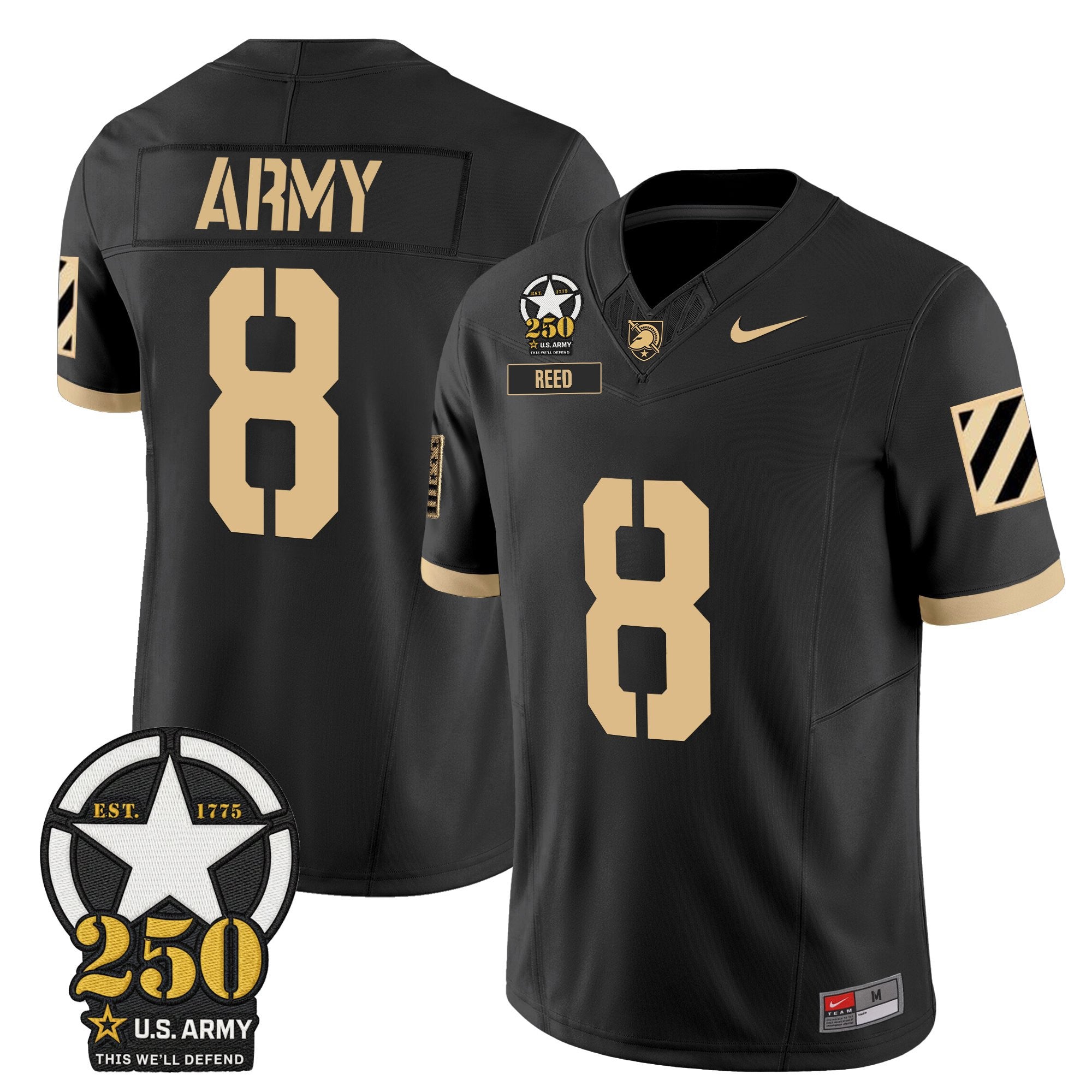 Army Black Knights 250th Anniversary Patch Vapor Limited Jersey - All Stitched