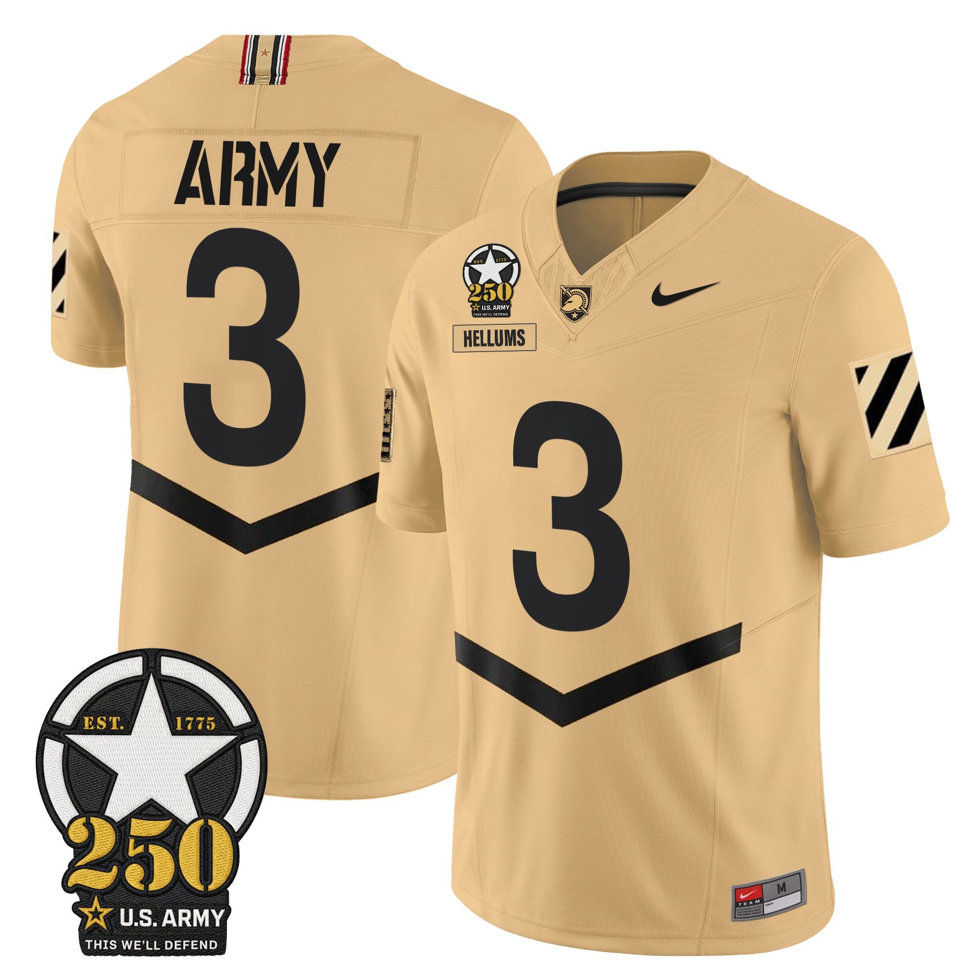 Army Black Knights 250th Anniversary Patch Vapor Limited Jersey - All Stitched
