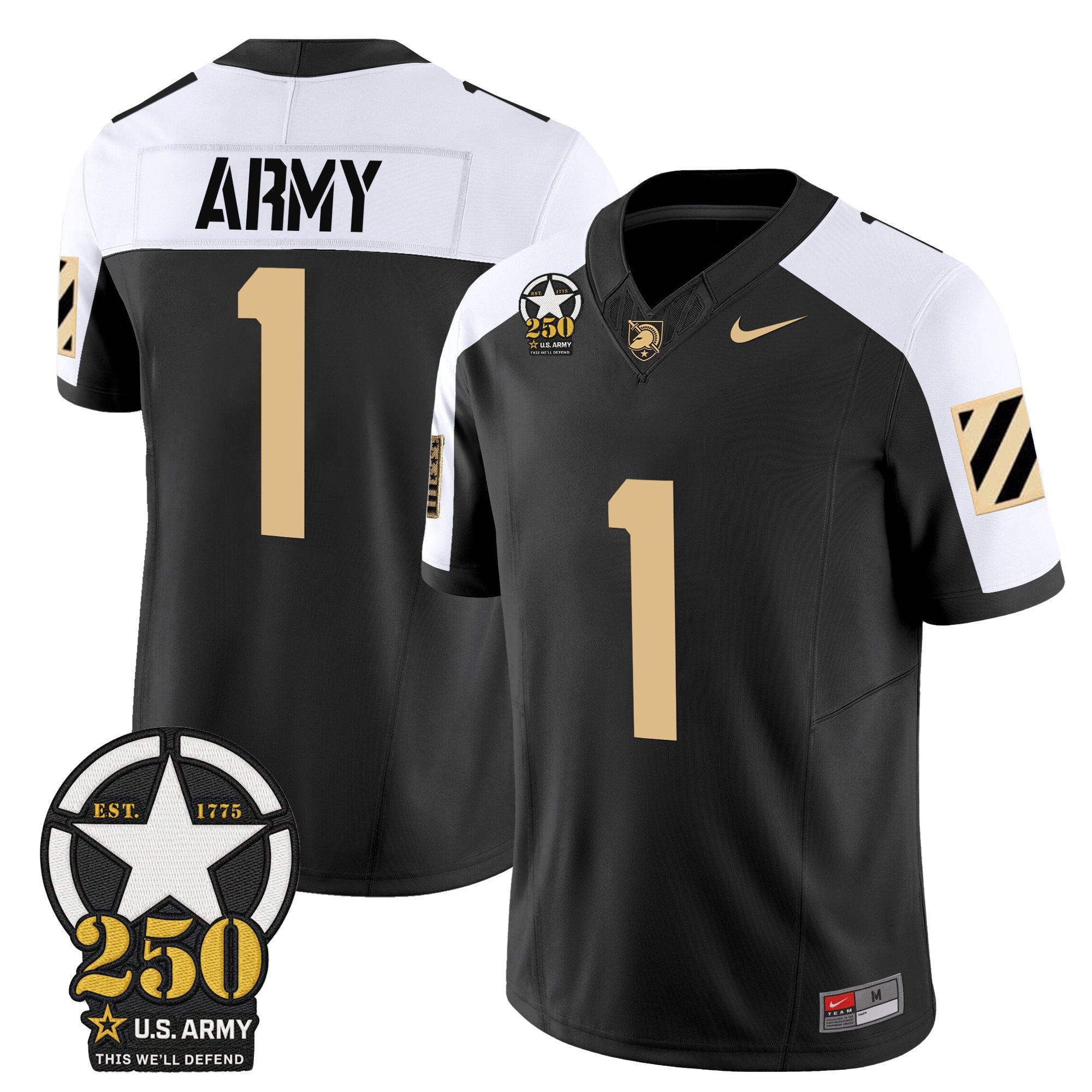 Army Black Knights 250th Anniversary Patch Vapor Limited Jersey - All Stitched