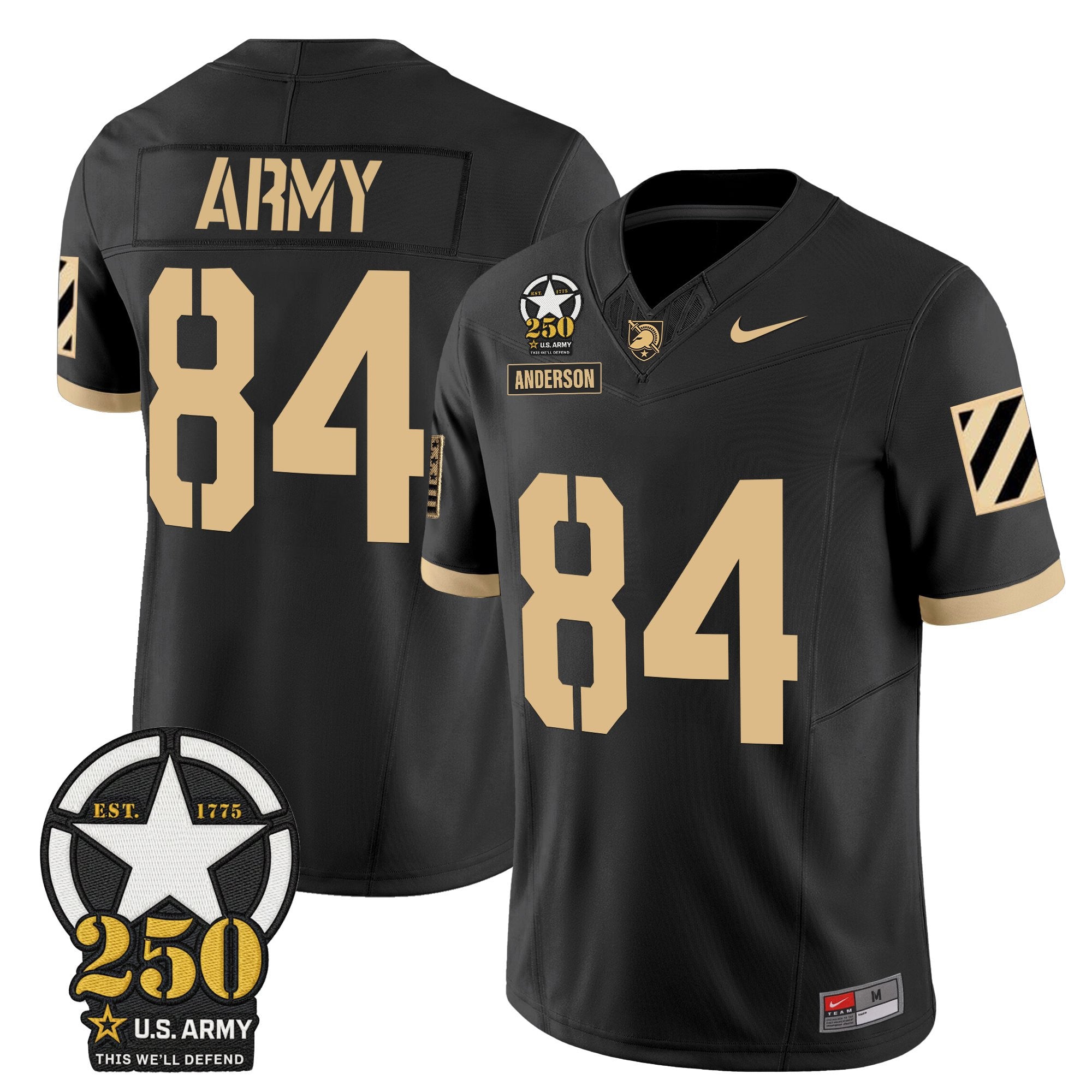 Army Black Knights 250th Anniversary Patch Vapor Limited Jersey - All Stitched