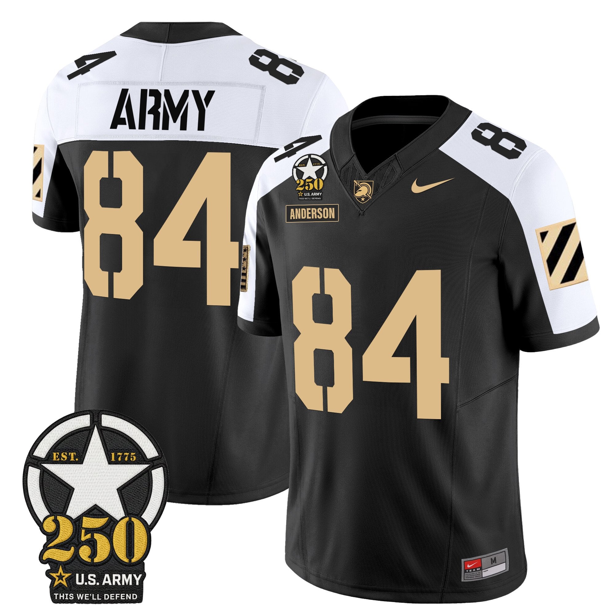 Army Black Knights 250th Anniversary Patch Vapor Limited Jersey - All Stitched