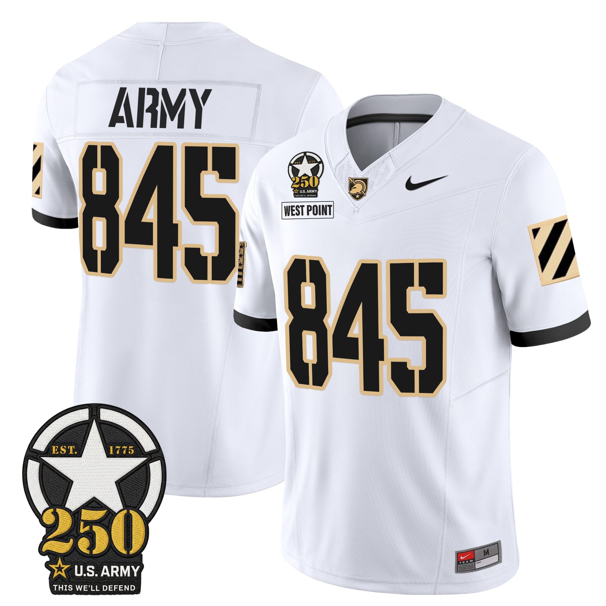 Army Black Knights 250th Anniversary Patch Vapor Limited Jersey - All Stitched