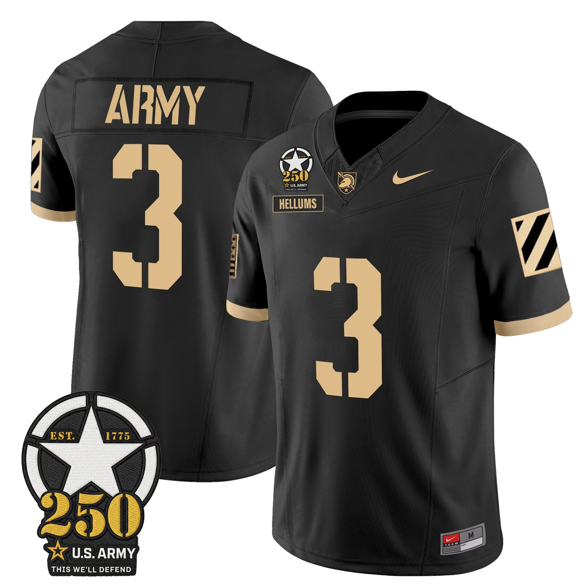Army Black Knights 250th Anniversary Patch Vapor Limited Jersey - All Stitched