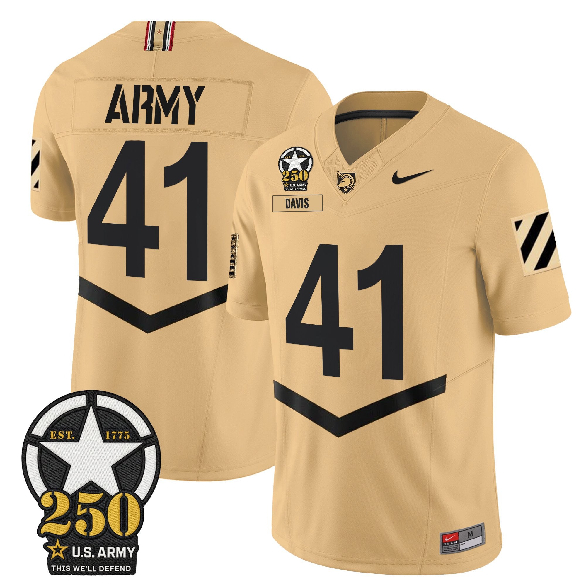 Army Black Knights 250th Anniversary Patch Vapor Limited Jersey - All Stitched