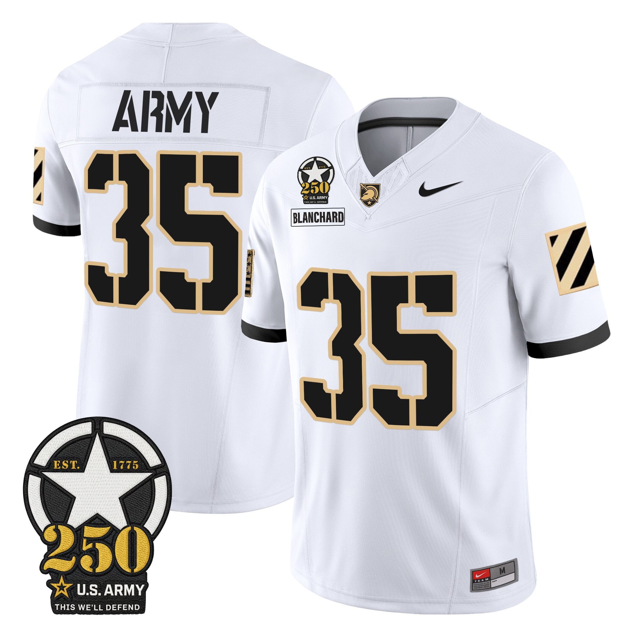 Army Black Knights 250th Anniversary Patch Vapor Limited Jersey - All Stitched