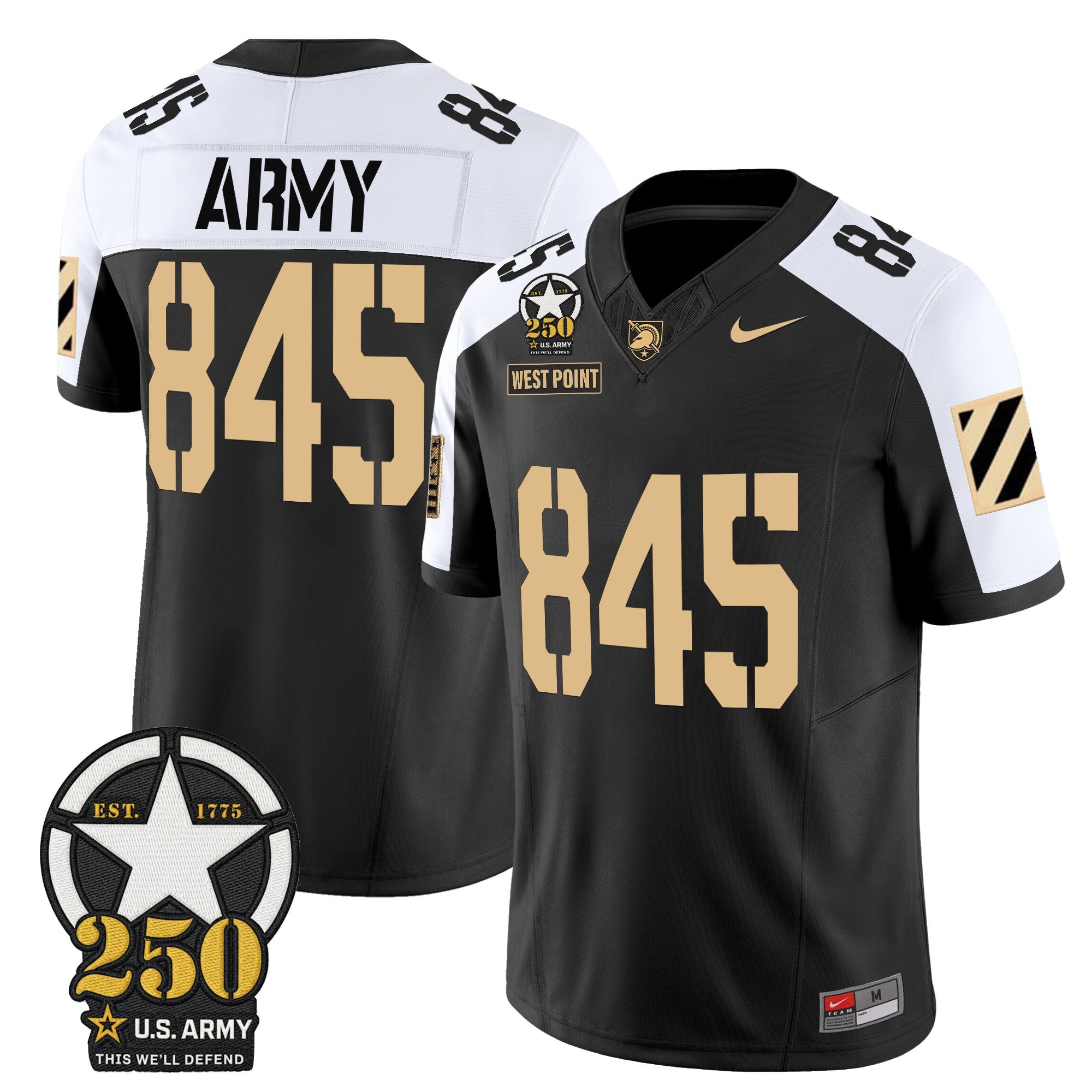 Army Black Knights 250th Anniversary Patch Vapor Limited Jersey - All Stitched
