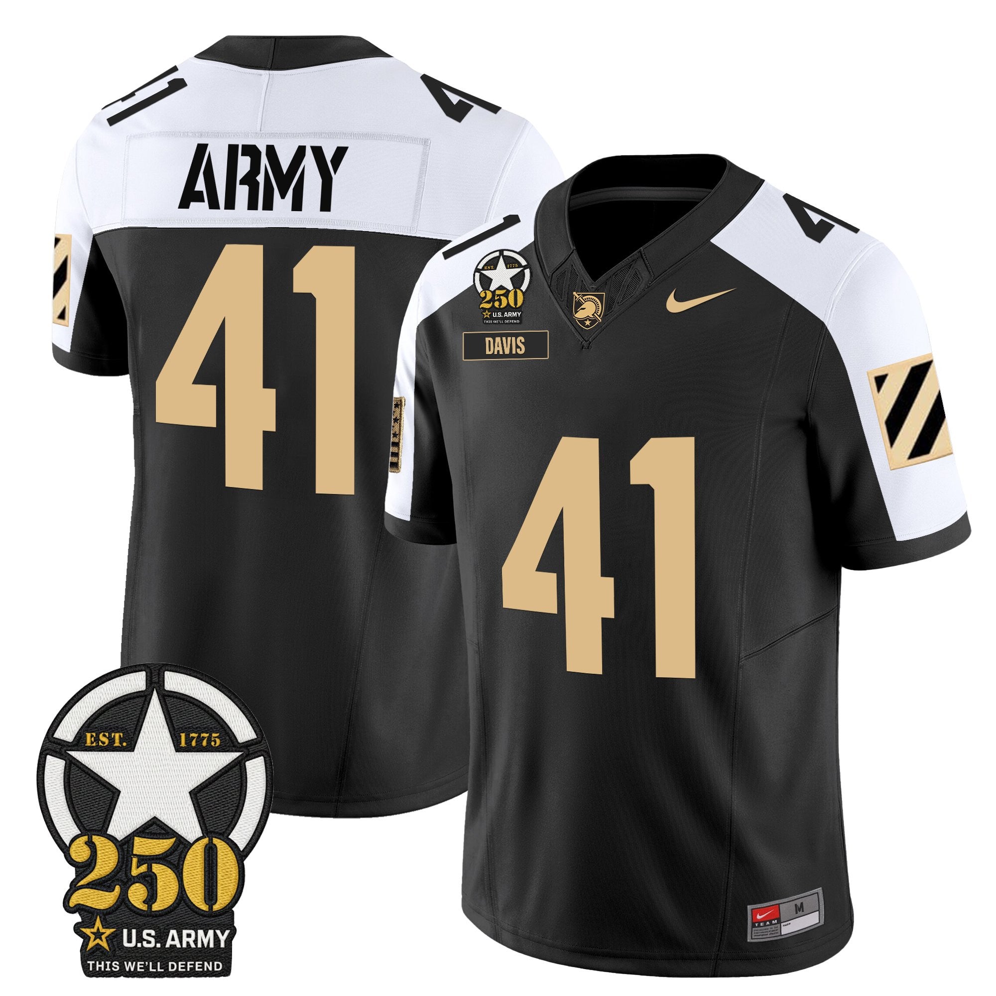 Army Black Knights 250th Anniversary Patch Vapor Limited Jersey - All Stitched