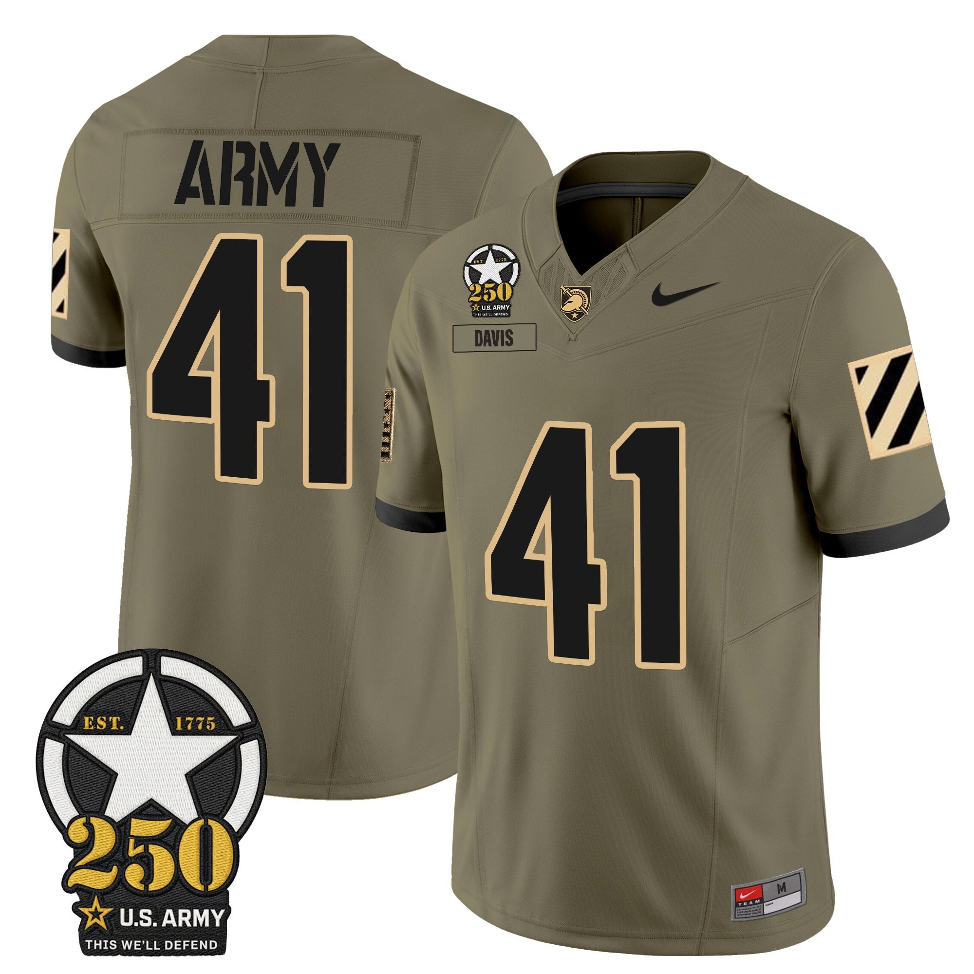 Army Black Knights 250th Anniversary Patch Vapor Limited Jersey - All Stitched