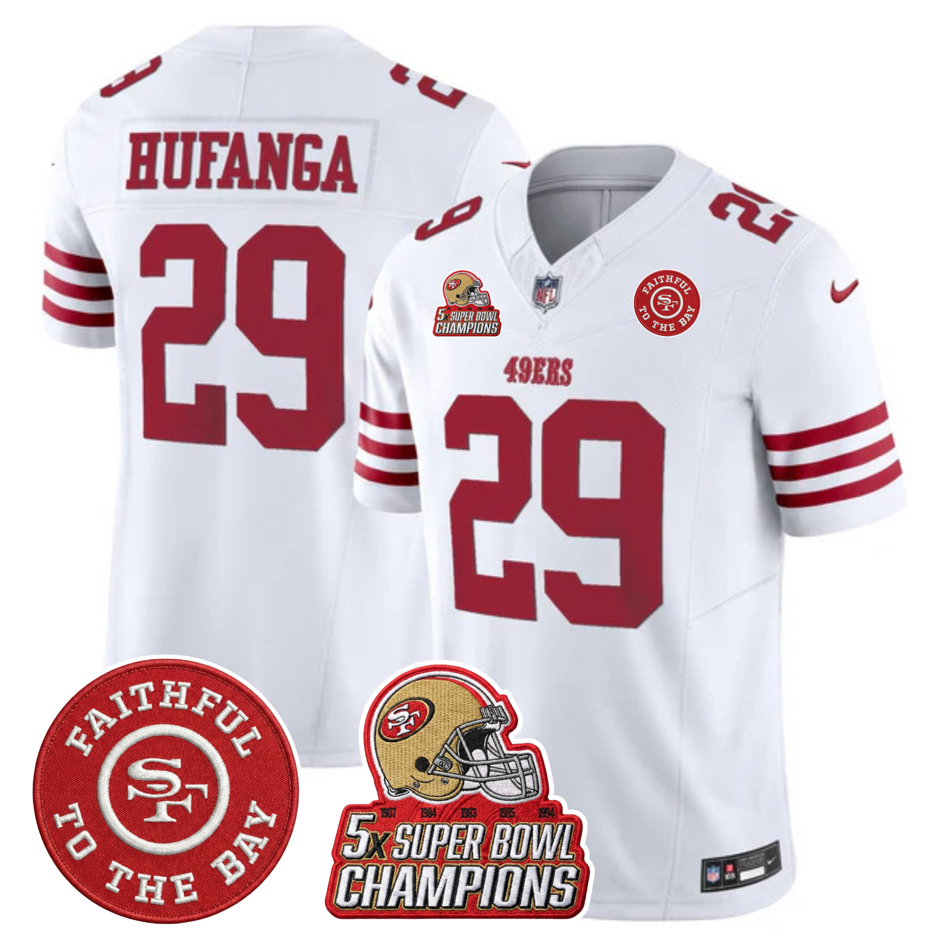 49ers 5x Champs & Faithful To The Bay Patch Vapor Limited Jersey - All Stitched