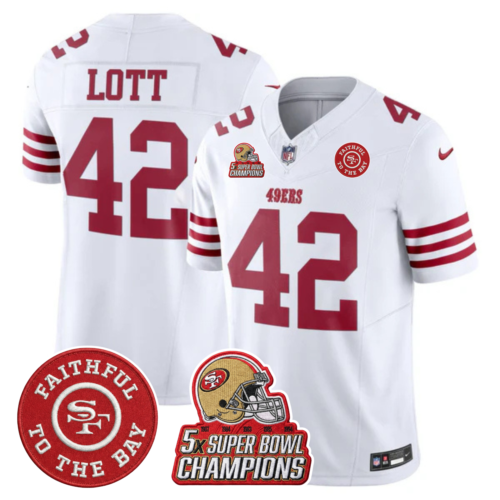 49ers 5x Champs & Faithful To The Bay Patch Vapor Limited Jersey - All Stitched