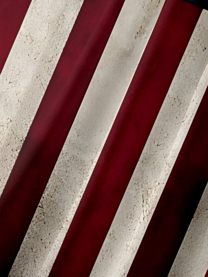 Tall Size Moisture-wicking Memorial Day American Flag American Eagle Chest Pocket Casual Shirt