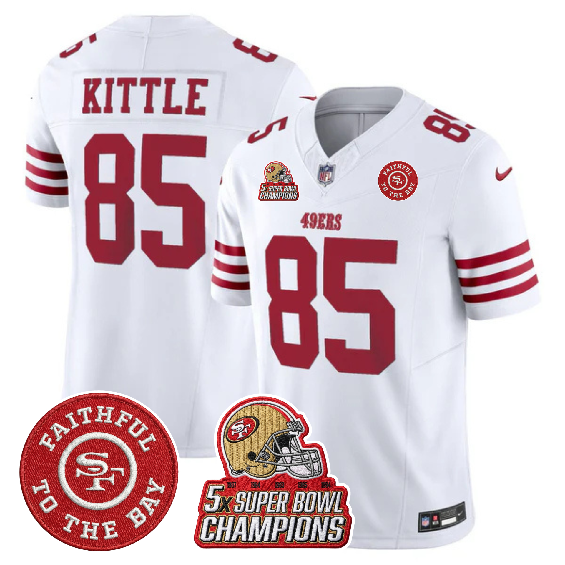49ers 5x Champs & Faithful To The Bay Patch Vapor Limited Jersey - All Stitched