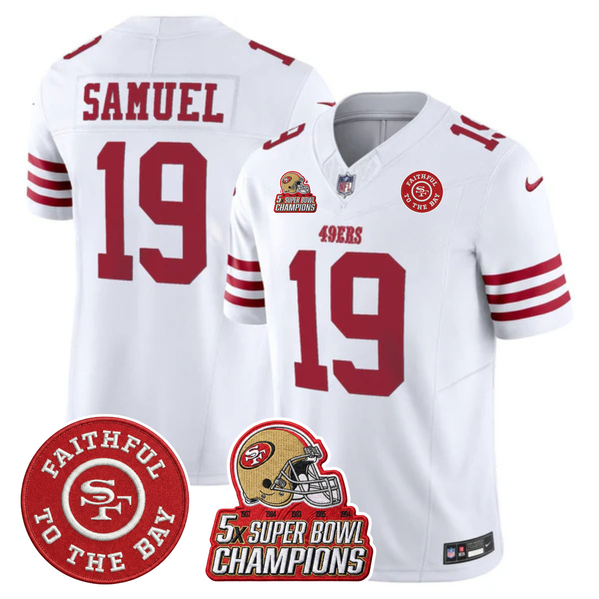 49ers 5x Champs & Faithful To The Bay Patch Vapor Limited Jersey - All Stitched