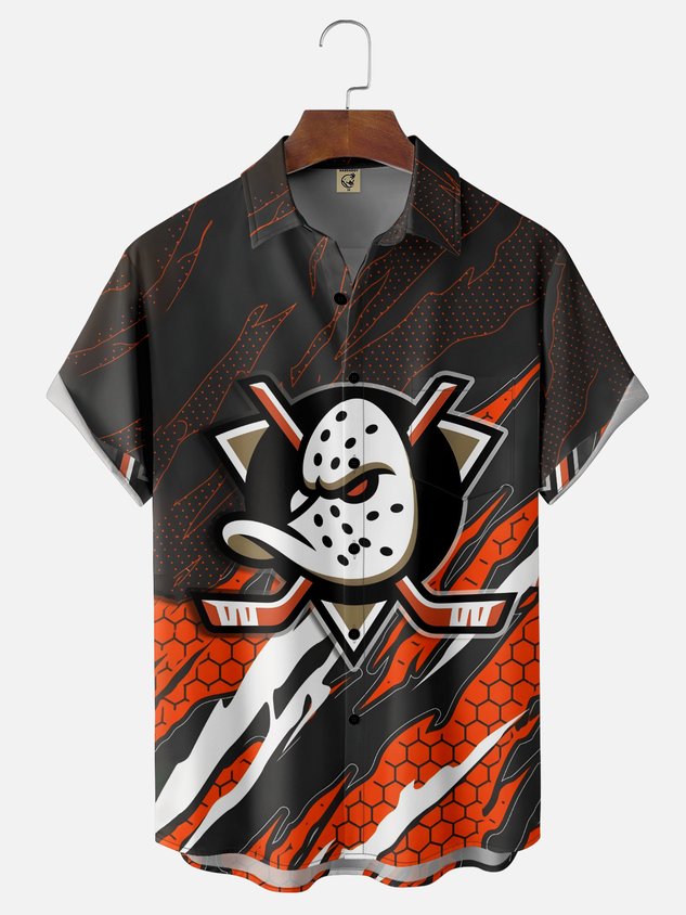 Moisture-wicking Canada Ice Hockey Chest Pocket Casual Shirt