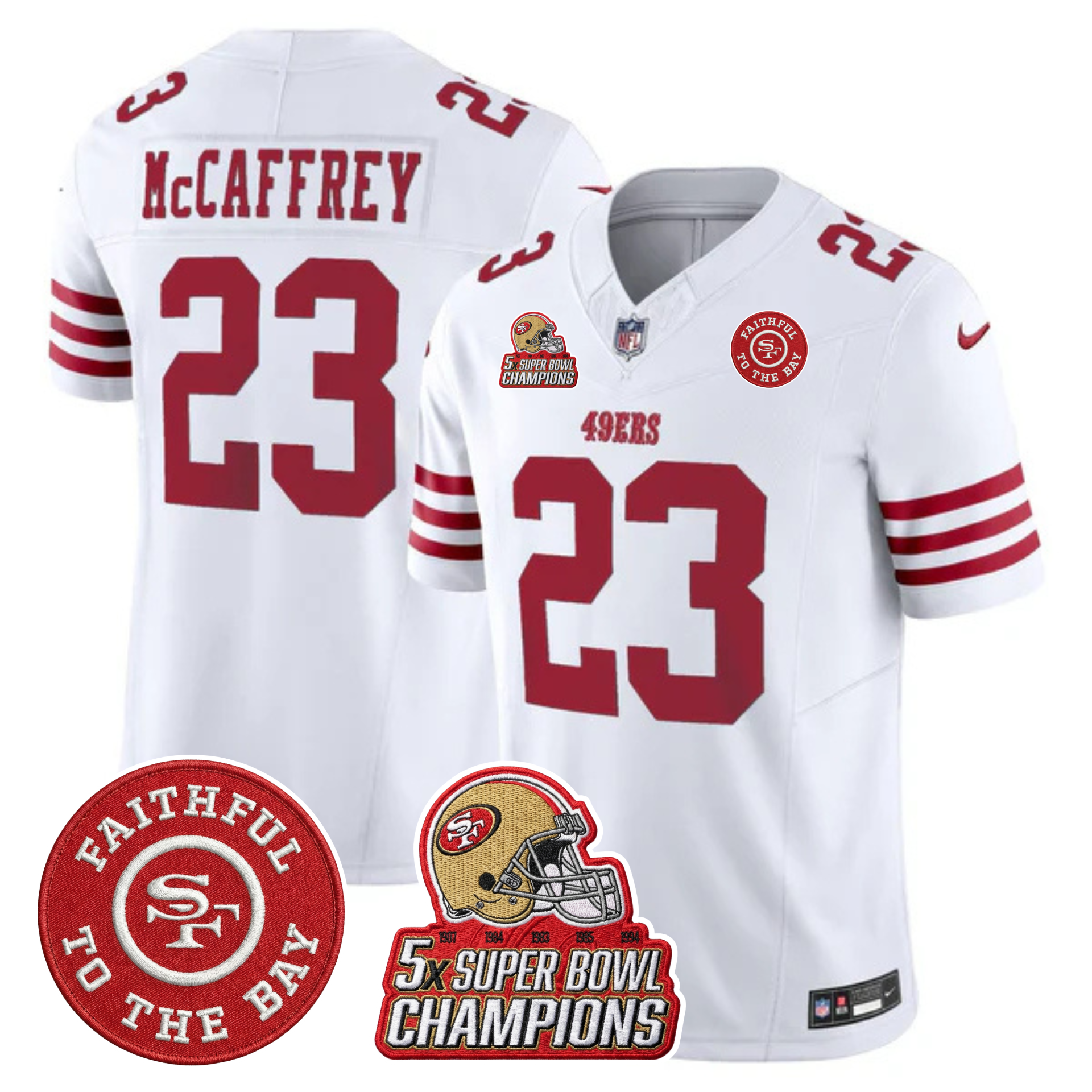 49ers 5x Champs & Faithful To The Bay Patch Vapor Limited Jersey - All Stitched