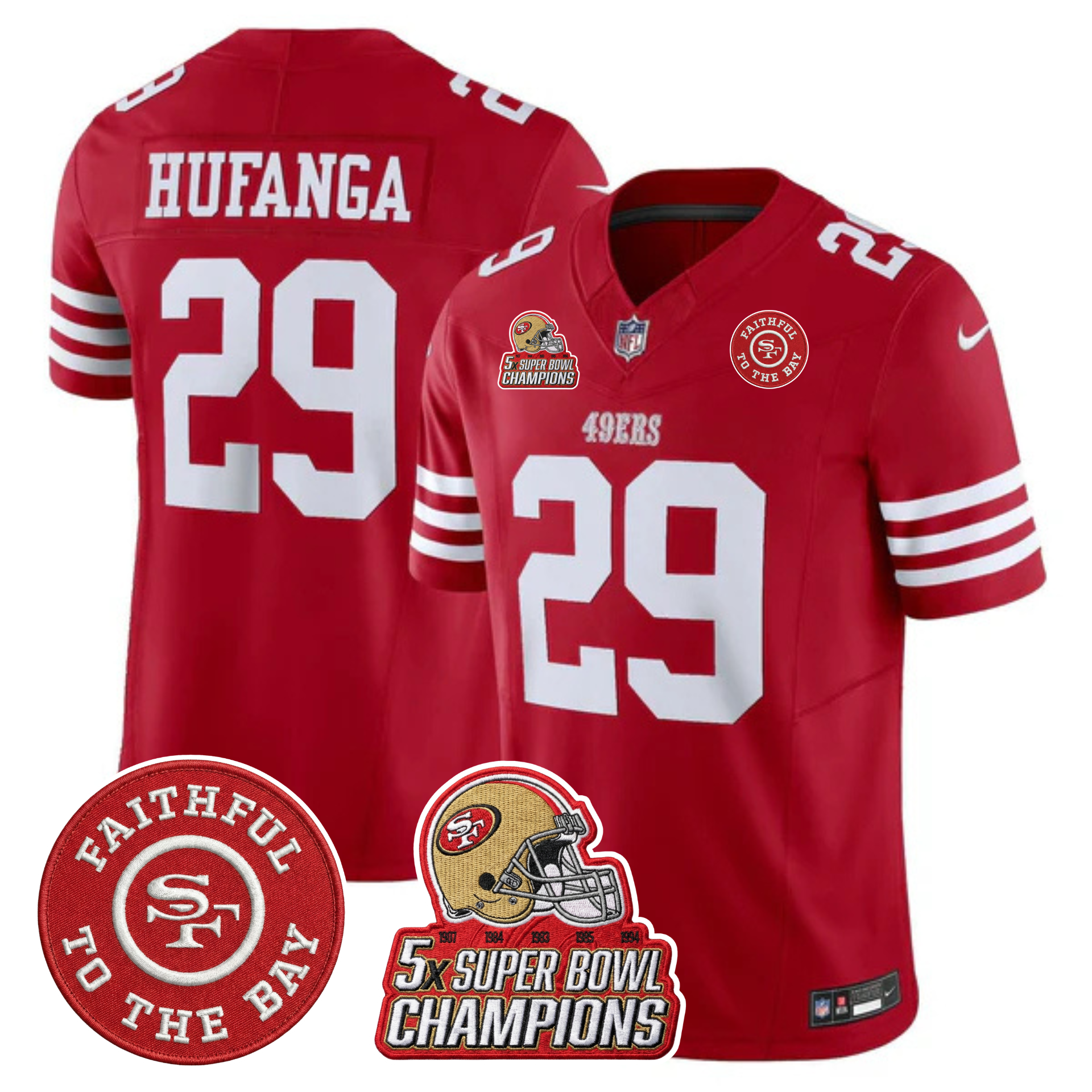 49ers 5x Champs & Faithful To The Bay Patch Vapor Limited Jersey - All Stitched