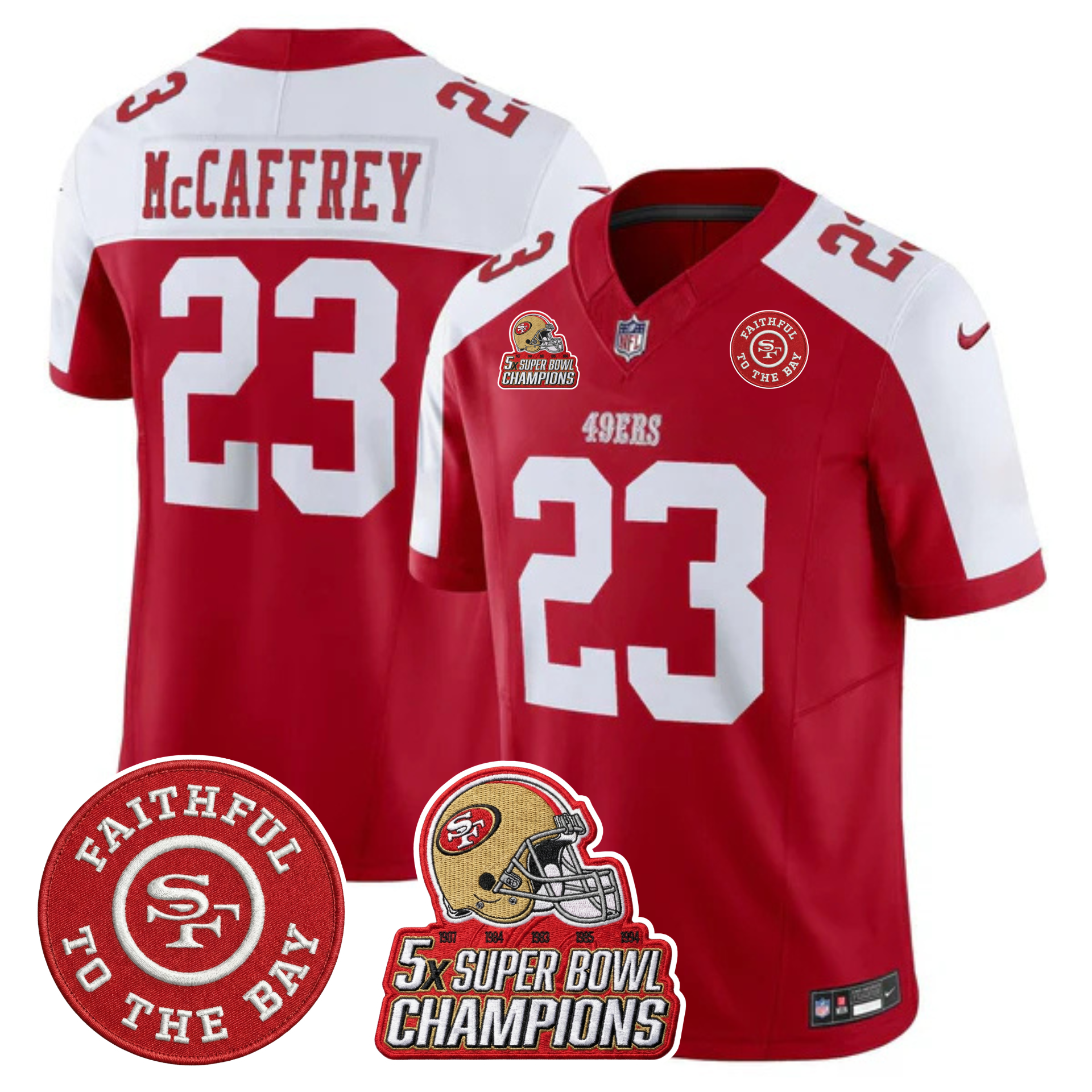 49ers 5x Champs & Faithful To The Bay Patch Vapor Limited Jersey - All Stitched