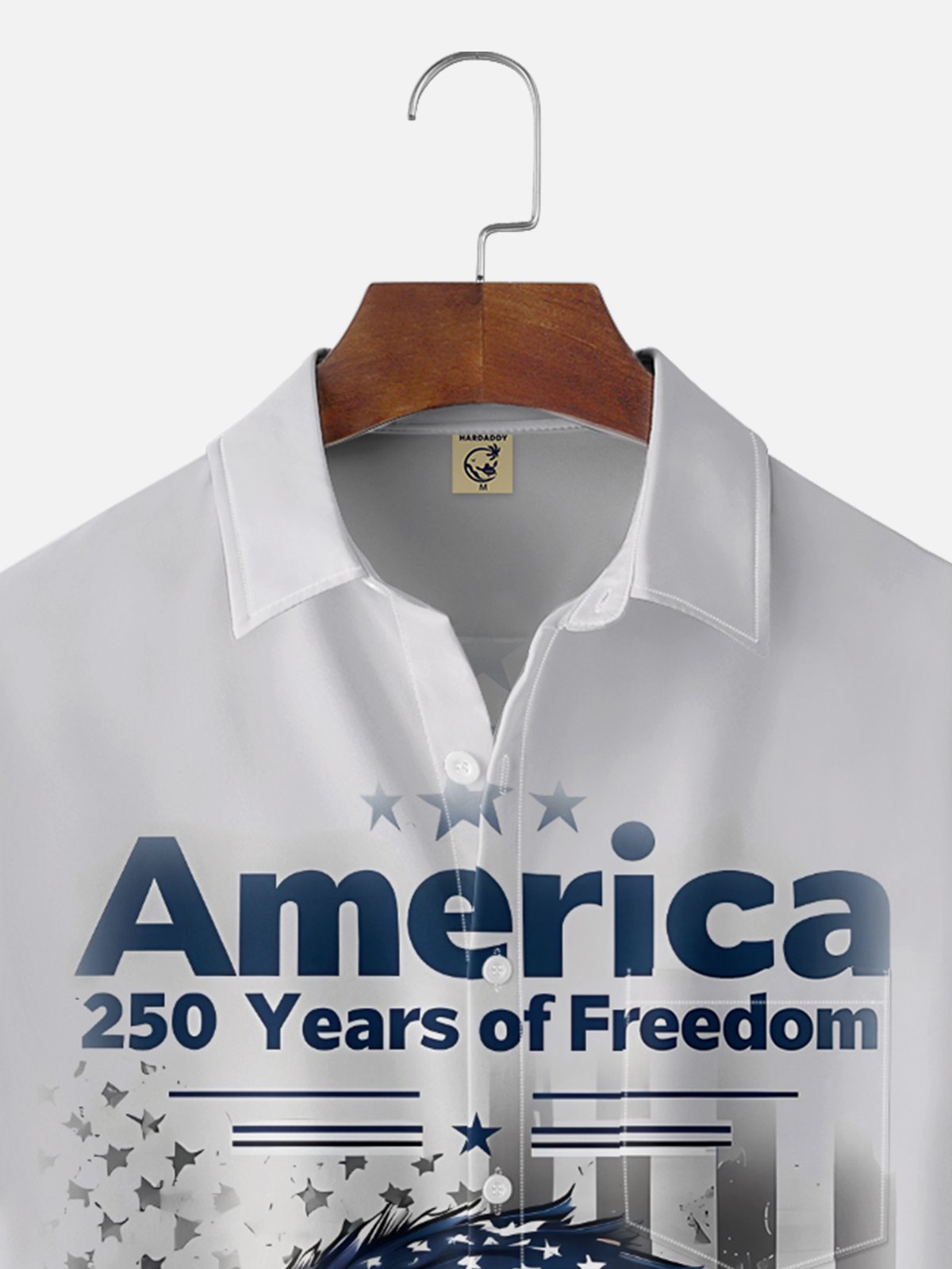 Moisture Wicking Gradient Abstract American Flag American Eagle 250th Anniversary Chest Pocket Holiday Shirt