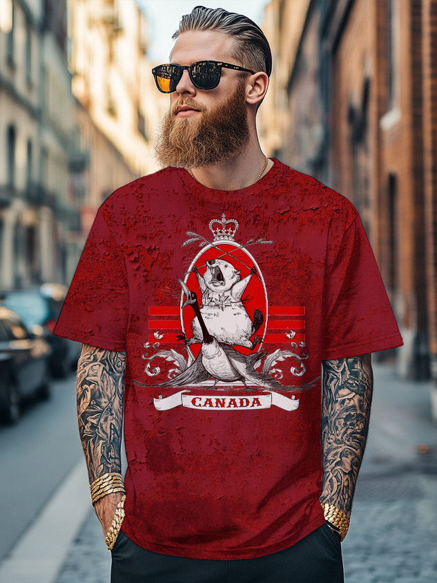Men's Canada Day Funny Illustrations Fitted T-shirts