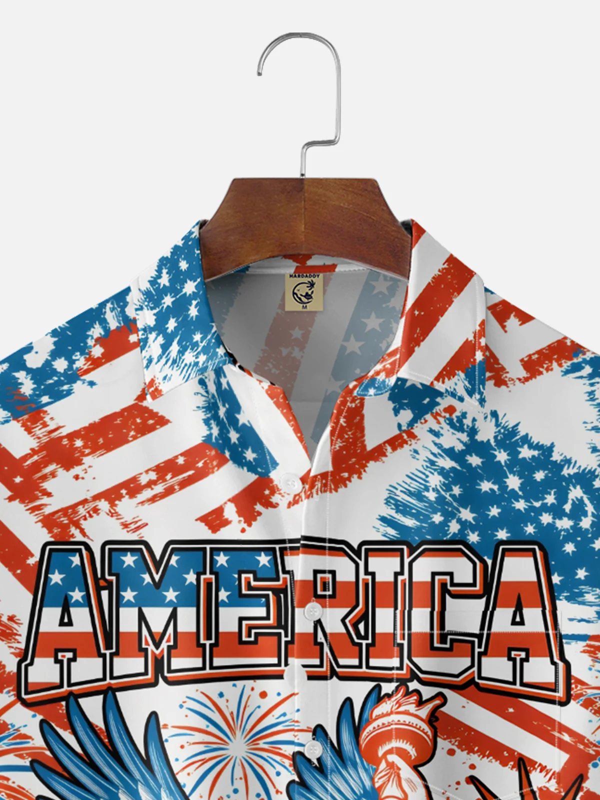 Moisture Wicking American Flag Statue of Liberty American Eagle 250th Anniversary Chest Pocket Holiday Shirt