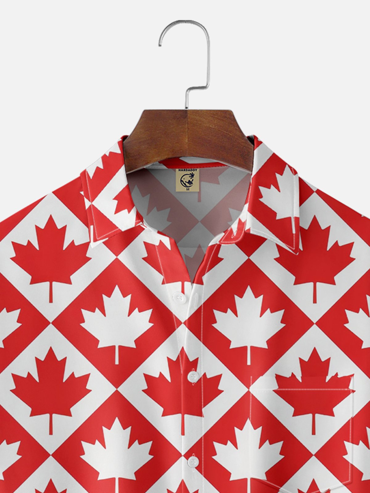 Moisture Wicking Canada Day Maple Leaf Chest Pocket Hawaiian Shirt