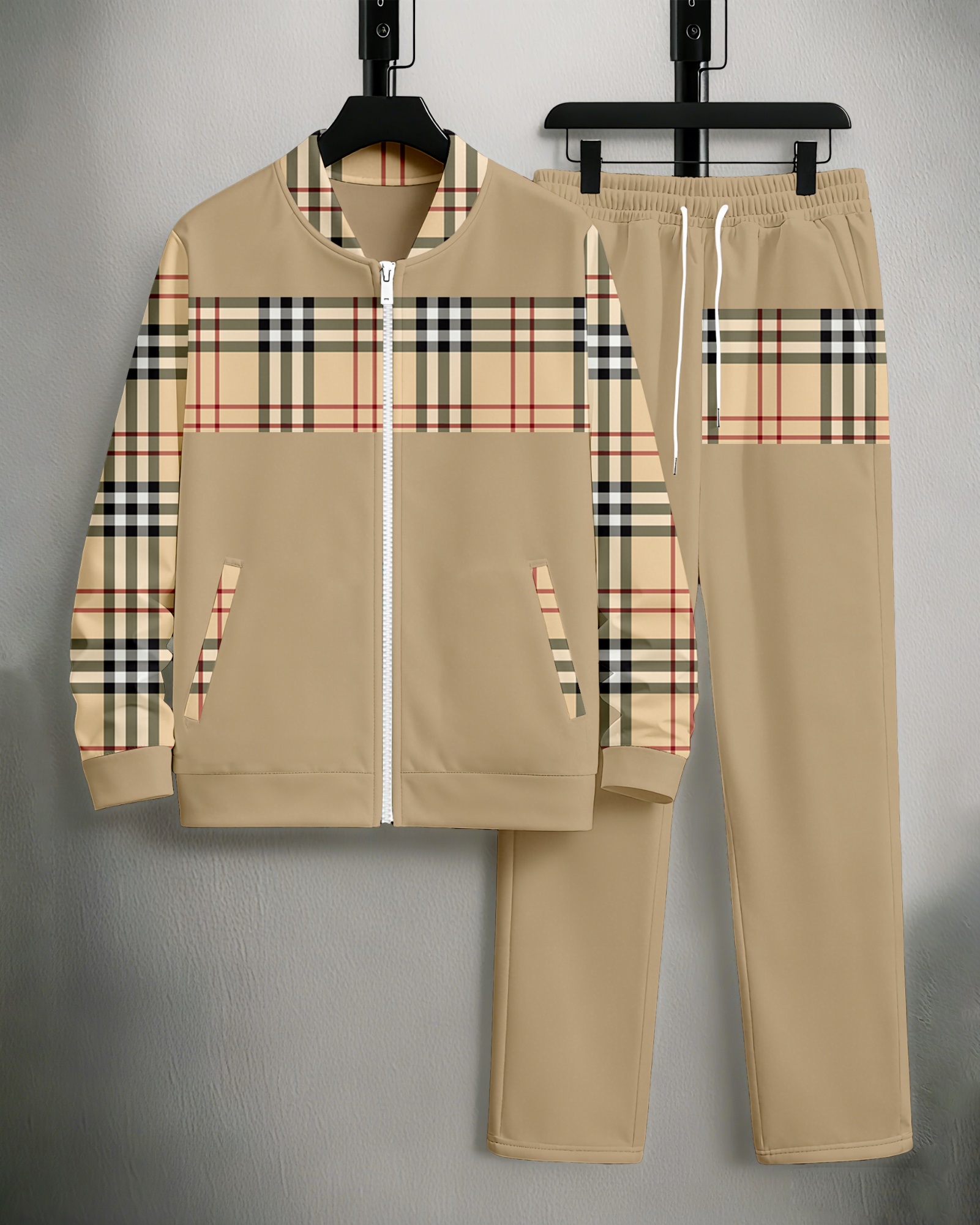 Men's Minimalist Color-Block Jacket Sports Jogging Set 25