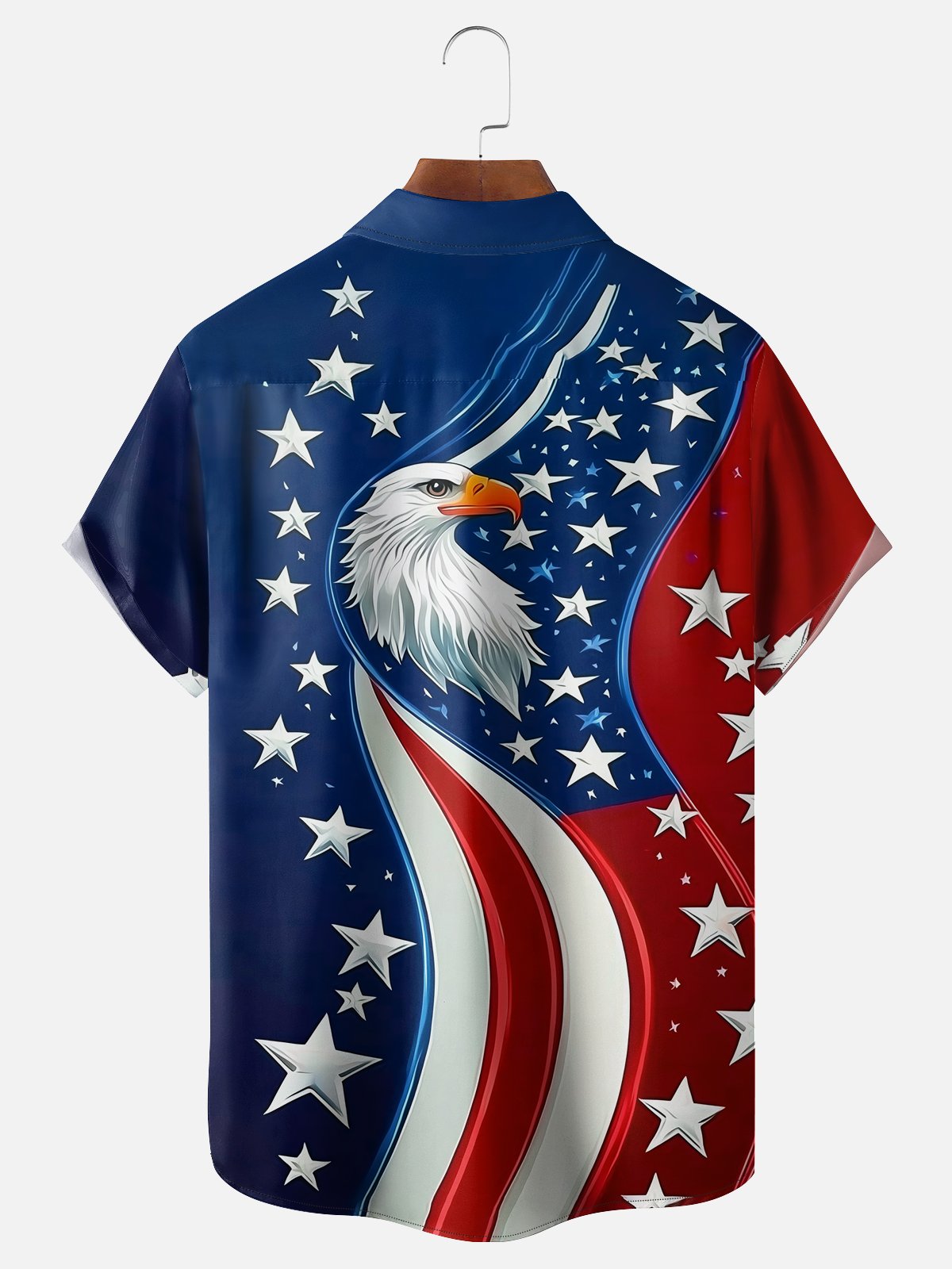 Moisture-wicking American Flag Eagle Chest Pocket Casual Shirt