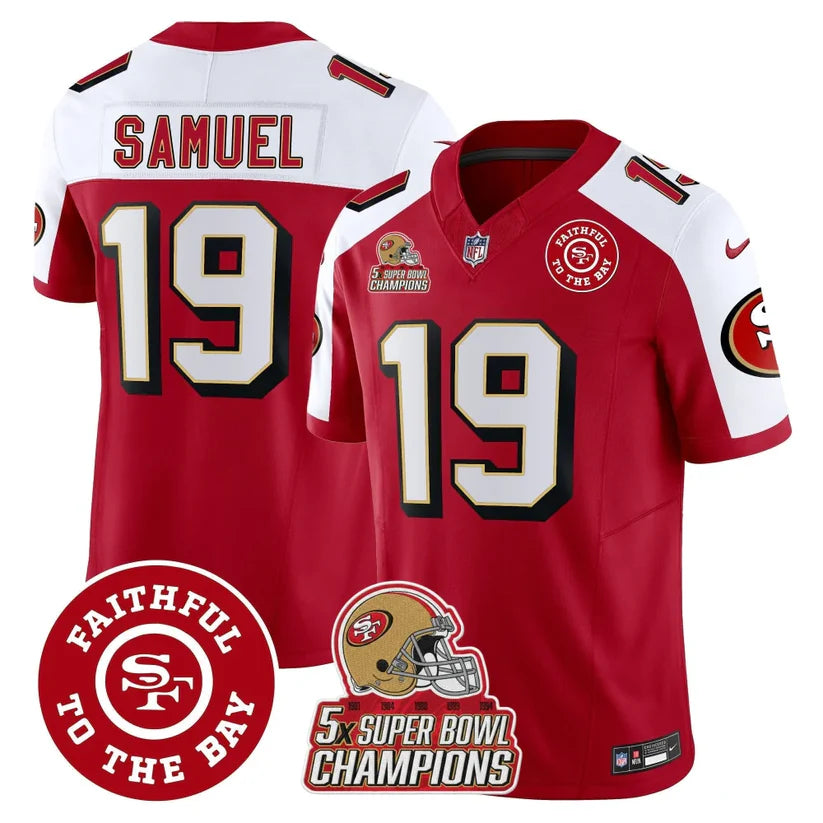 49ers Throwback 5x Champs & Faithful To The Bay Patch Vapor Limited Jersey - All Stitched