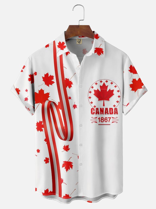 Moisture-wicking Canada Day Chest Pocket Casual Shirt