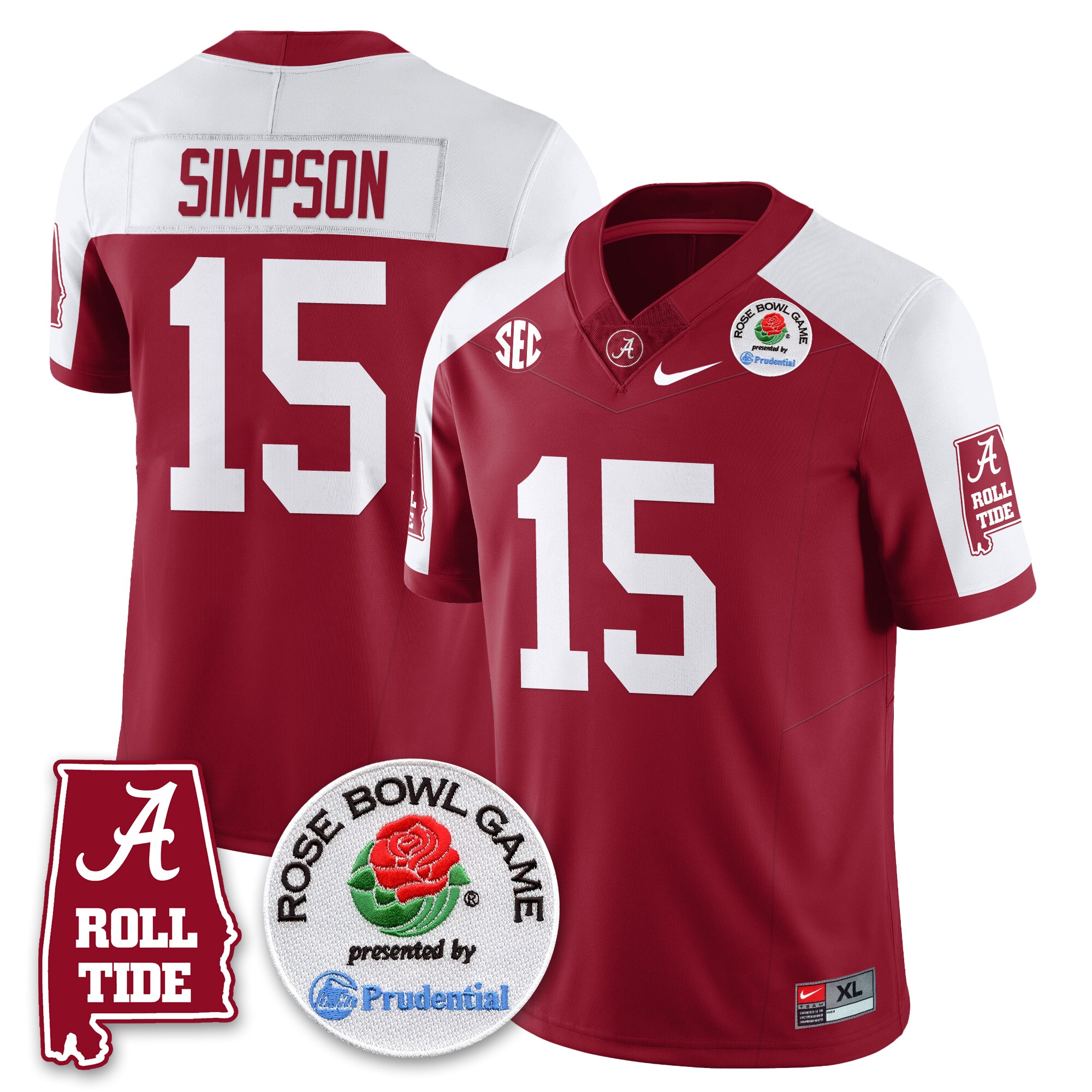 BAMA Rose Bowl Vapor Limited Jersey - All Stitched