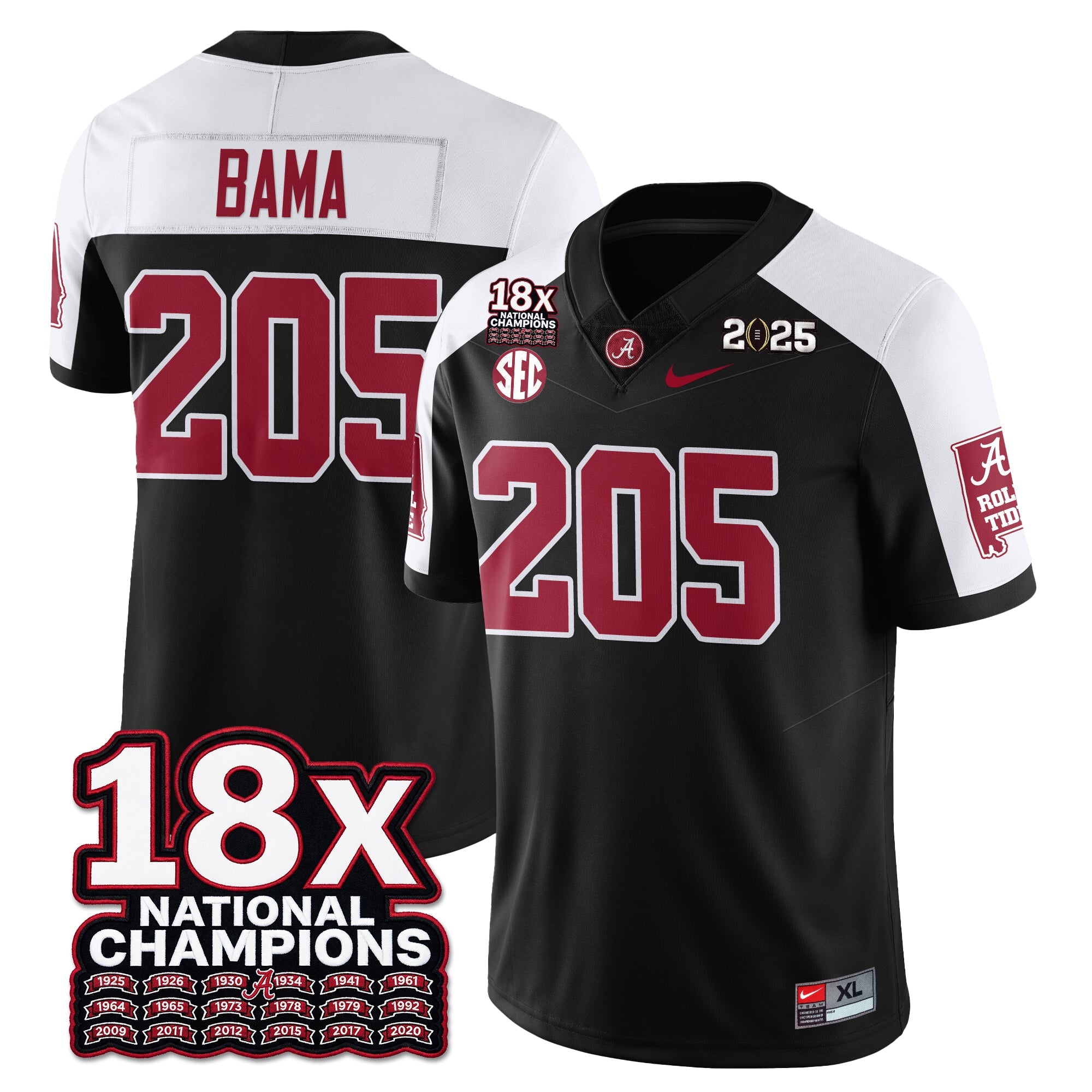 BAMA 18x-Time National Champions Vapor Limited Football Jersey - All Stitched