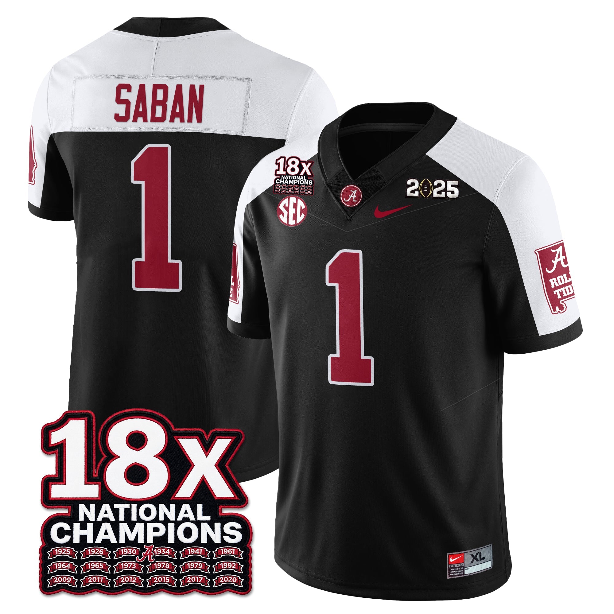 BAMA 18x-Time National Champions Vapor Limited Football Jersey - All Stitched