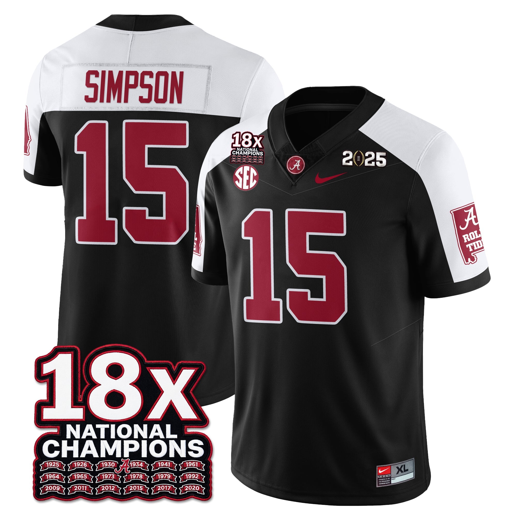 BAMA 18x-Time National Champions Vapor Limited Football Jersey - All Stitched
