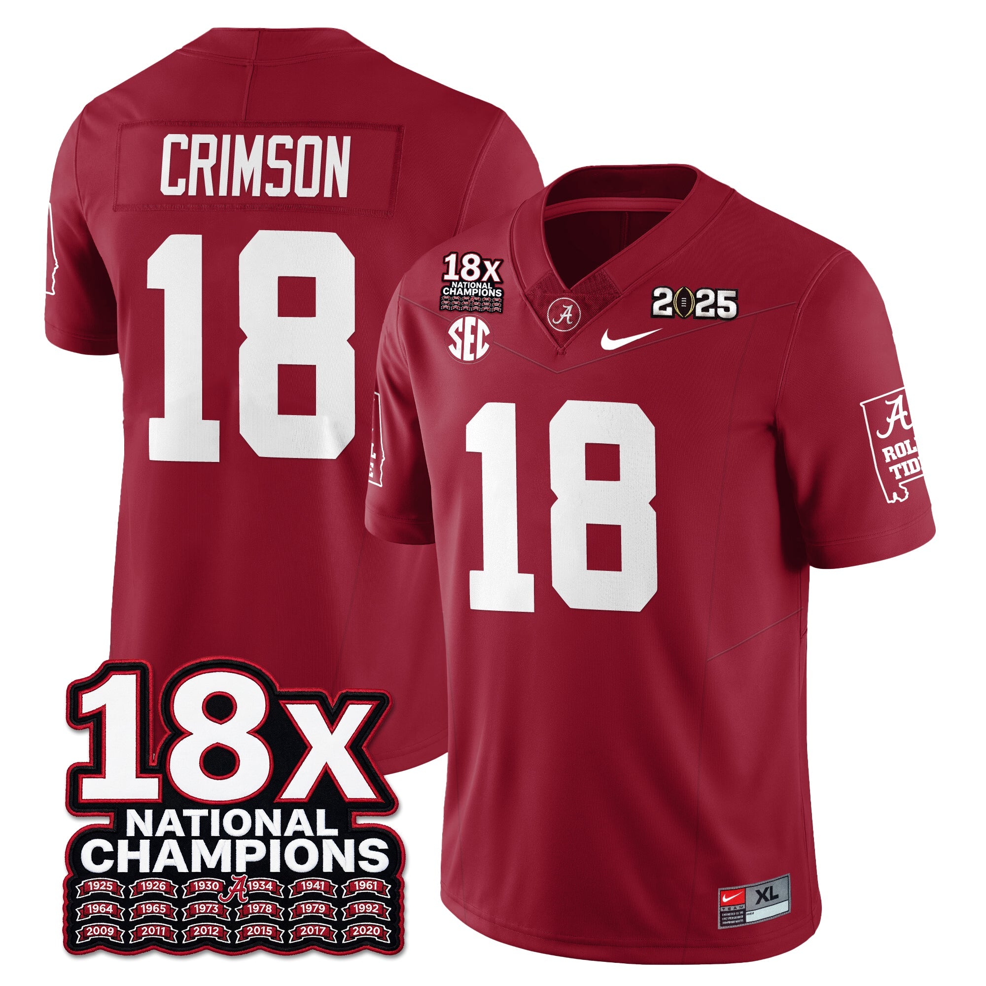 BAMA 18x-Time National Champions Vapor Limited Football Jersey - All Stitched