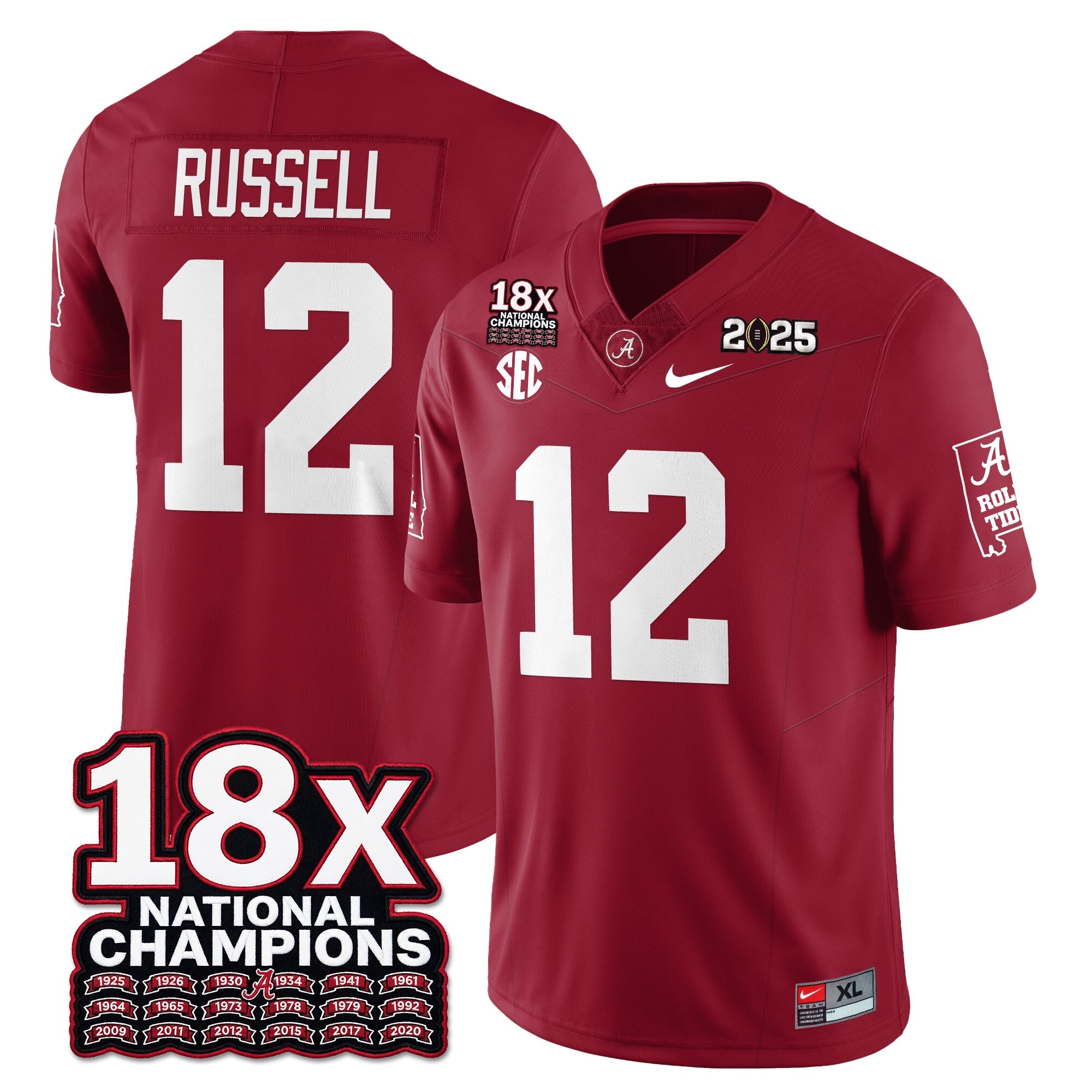 BAMA 18x-Time National Champions Vapor Limited Football Jersey - All Stitched