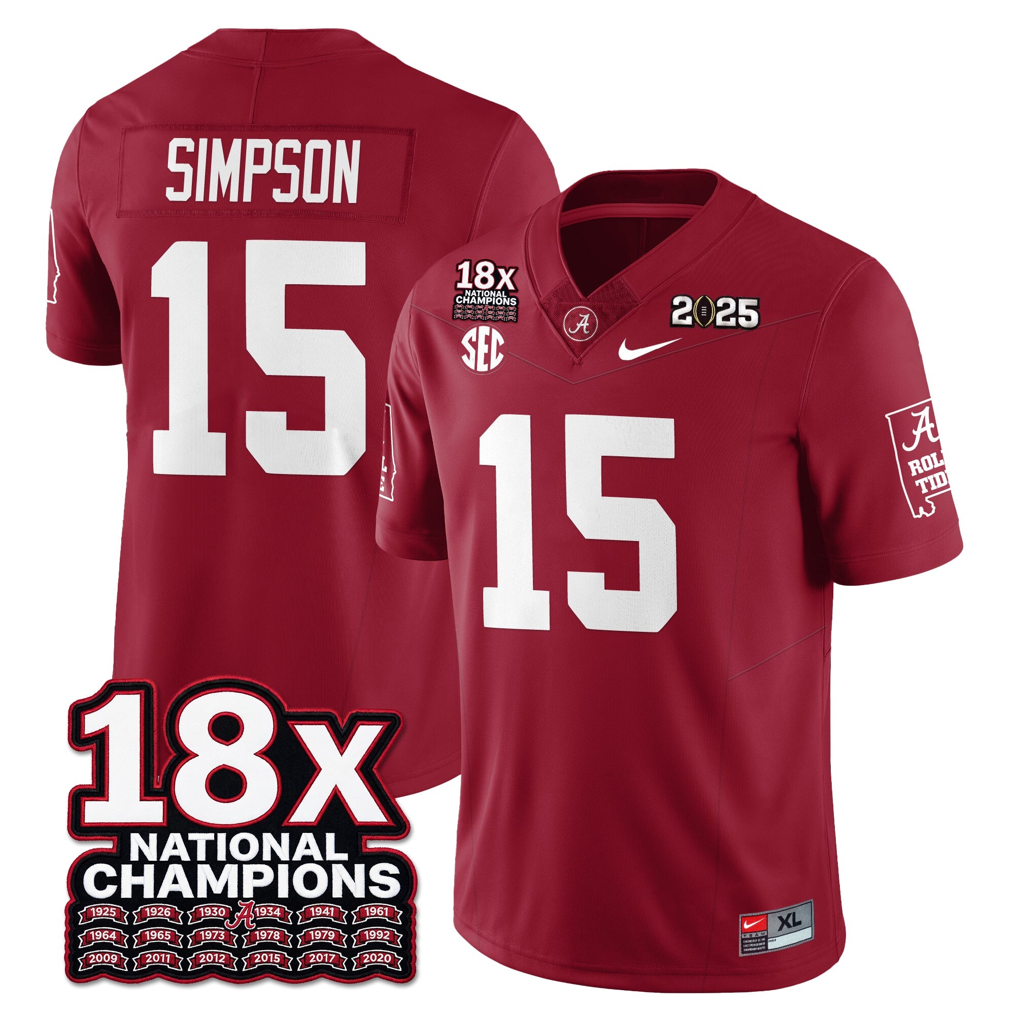 BAMA 18x-Time National Champions Vapor Limited Football Jersey - All Stitched