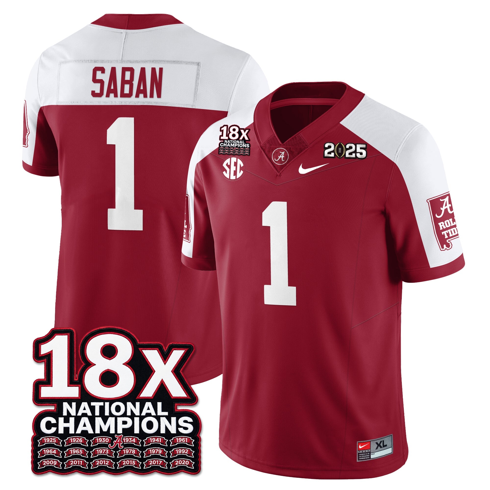 BAMA 18x-Time National Champions Vapor Limited Football Jersey - All Stitched