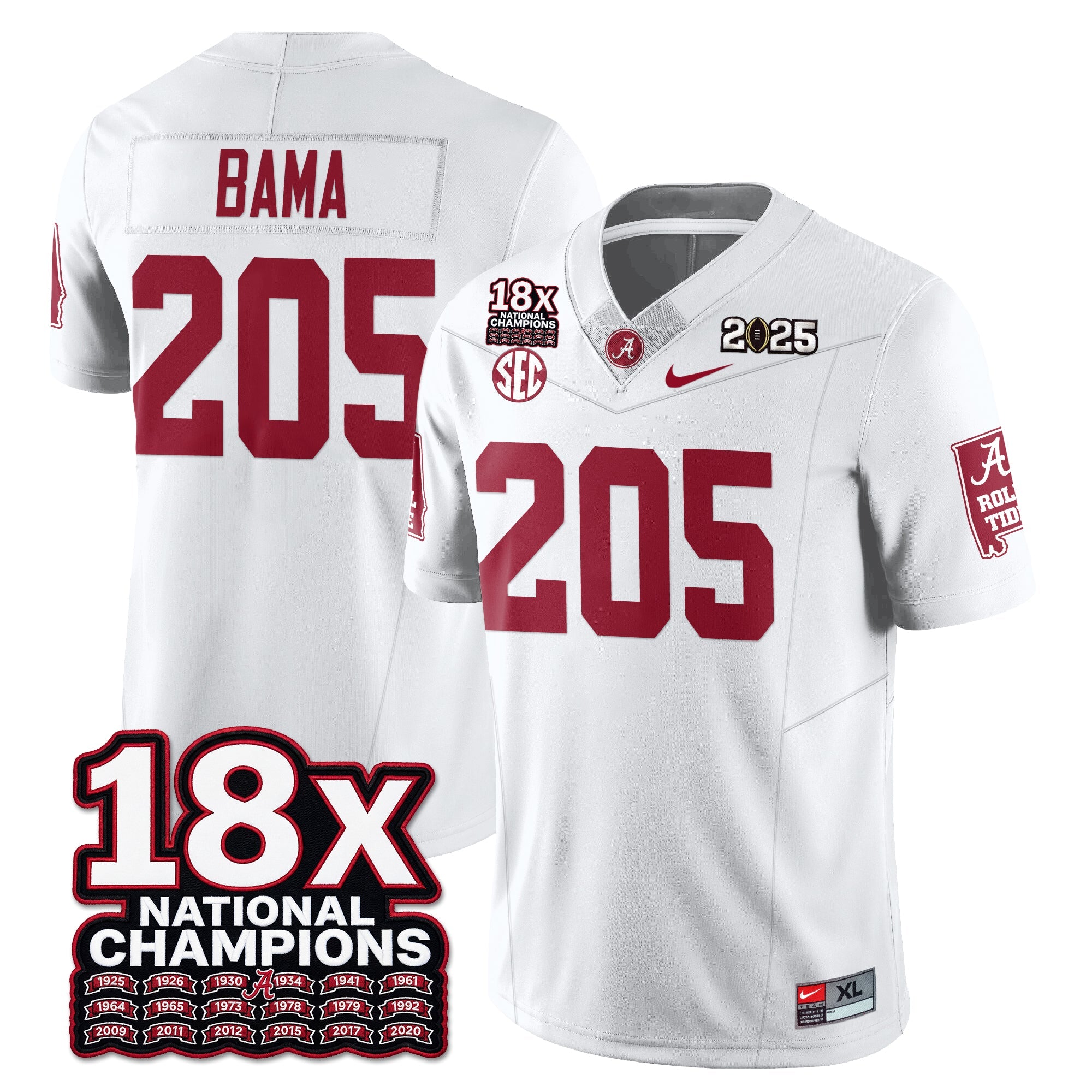 BAMA 18x-Time National Champions Vapor Limited Football Jersey - All Stitched