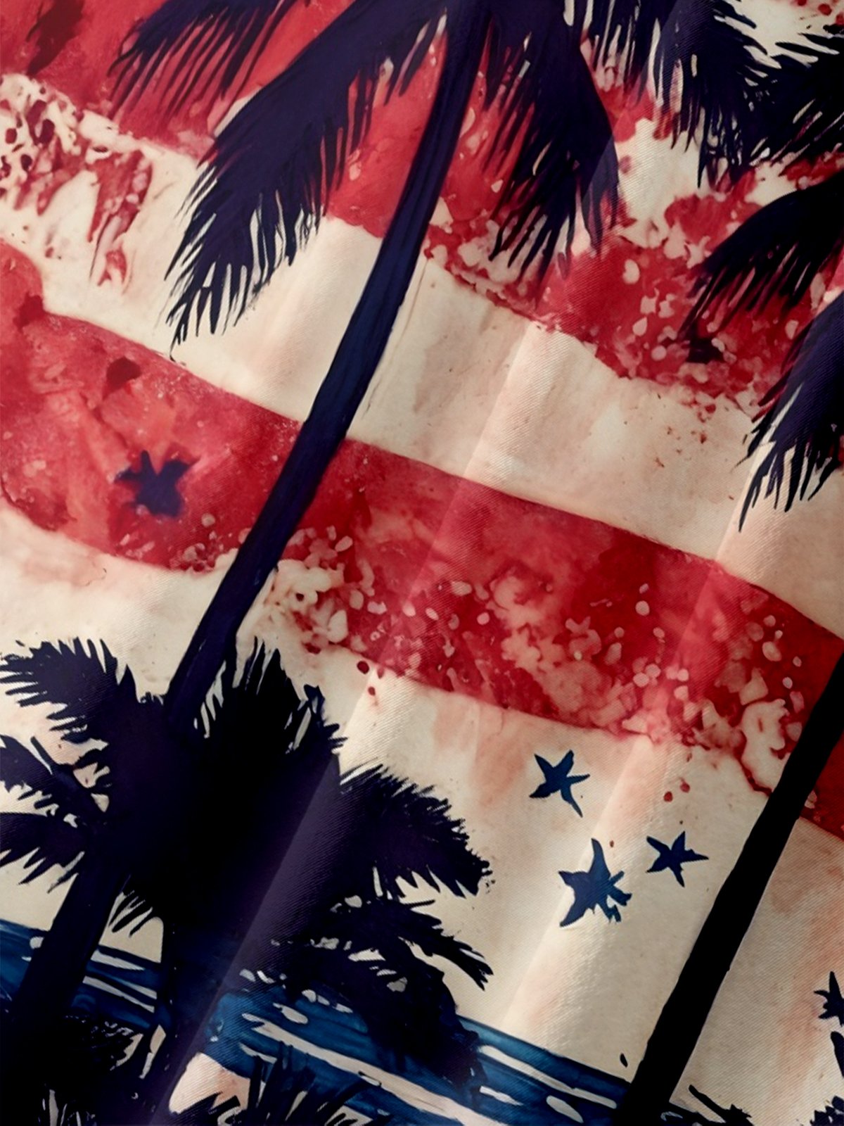 Moisture-wicking American Flag Palm Tree Chest Pocket National Patriotic Shirt